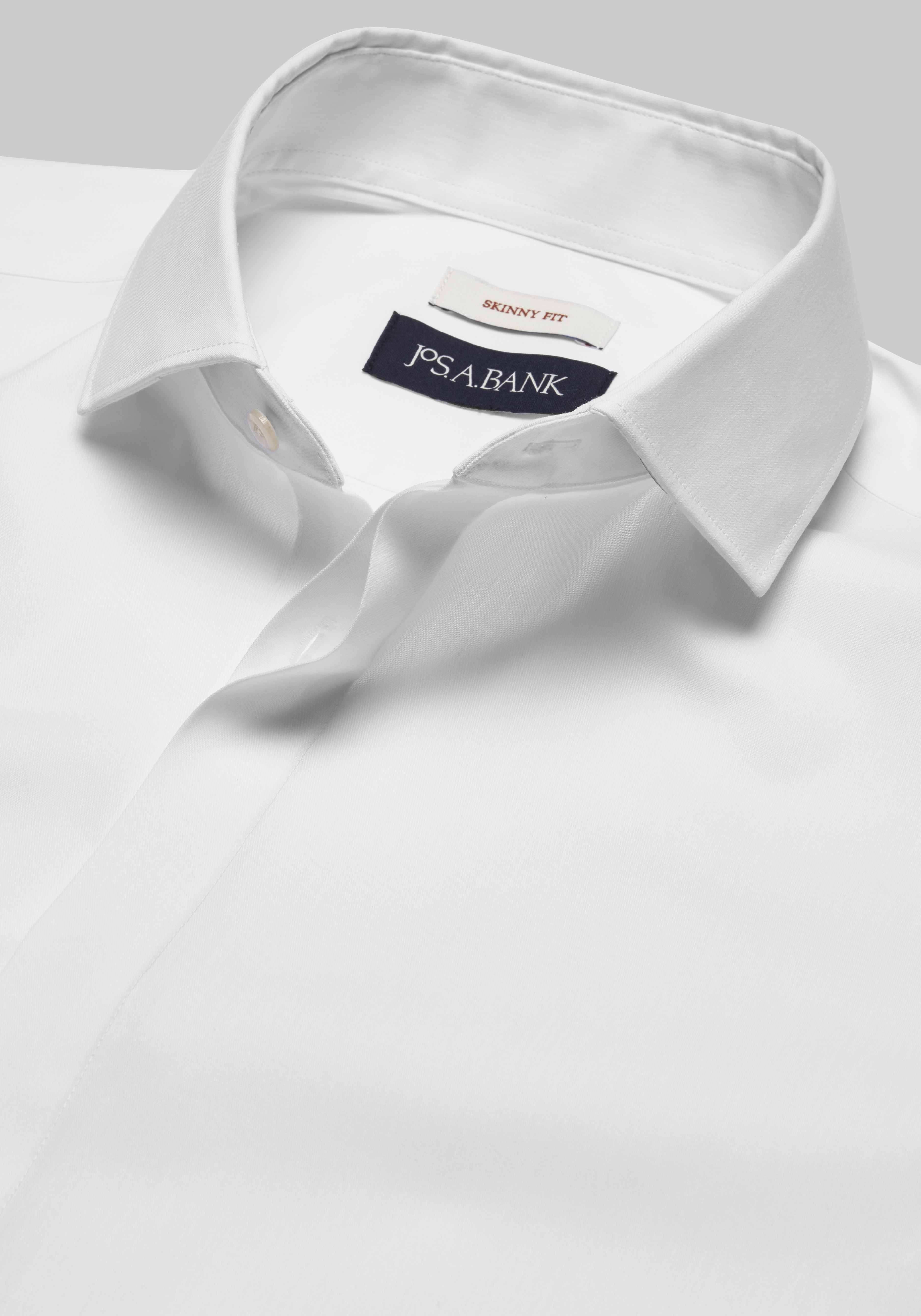 Jos. A. Bank Skinny Fit Spread Collar Covered Placket Solid Dress Shirt