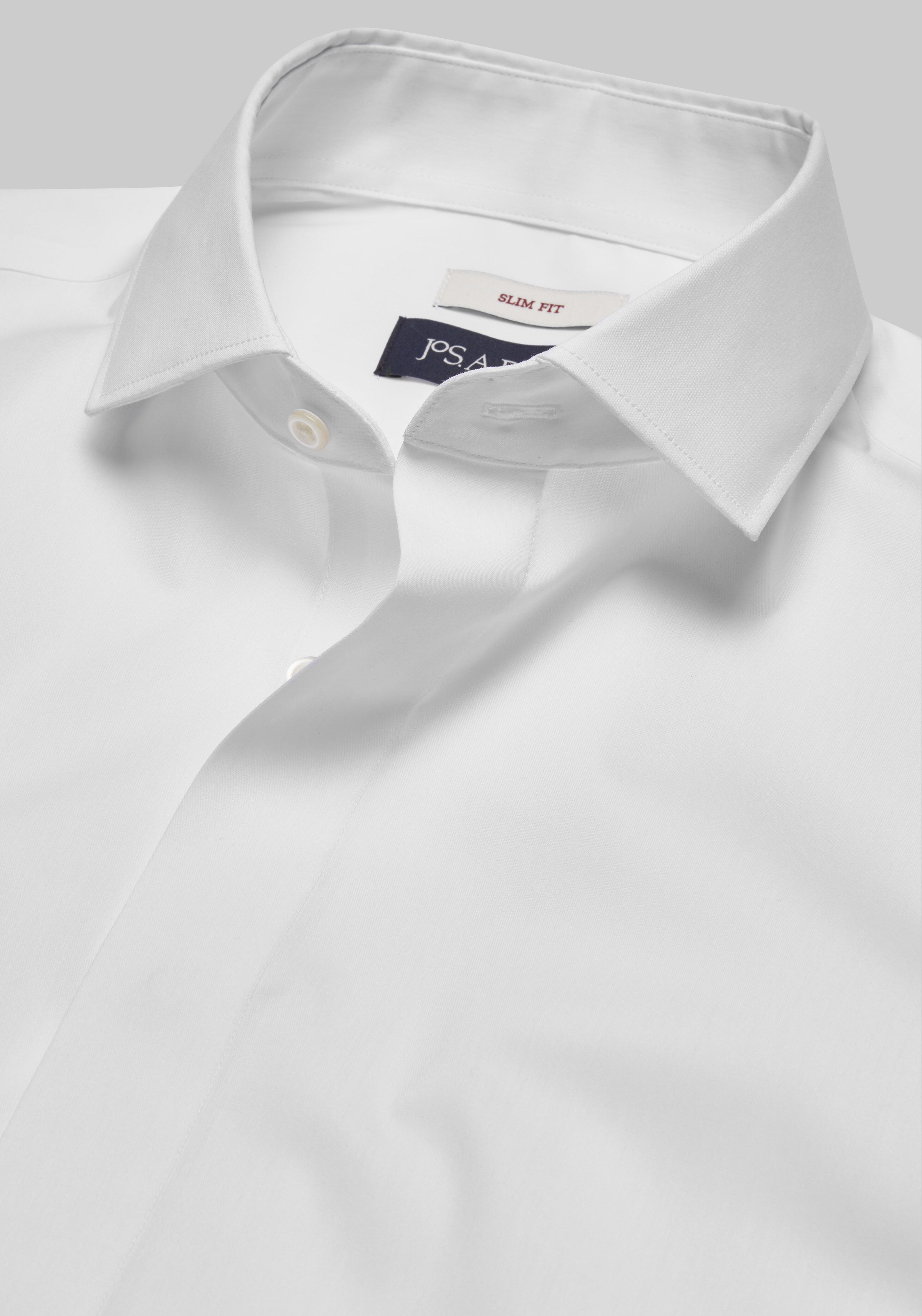 Jos. A. Bank Slim Fit Spread Collar Covered Placket Solid Dress Shirt