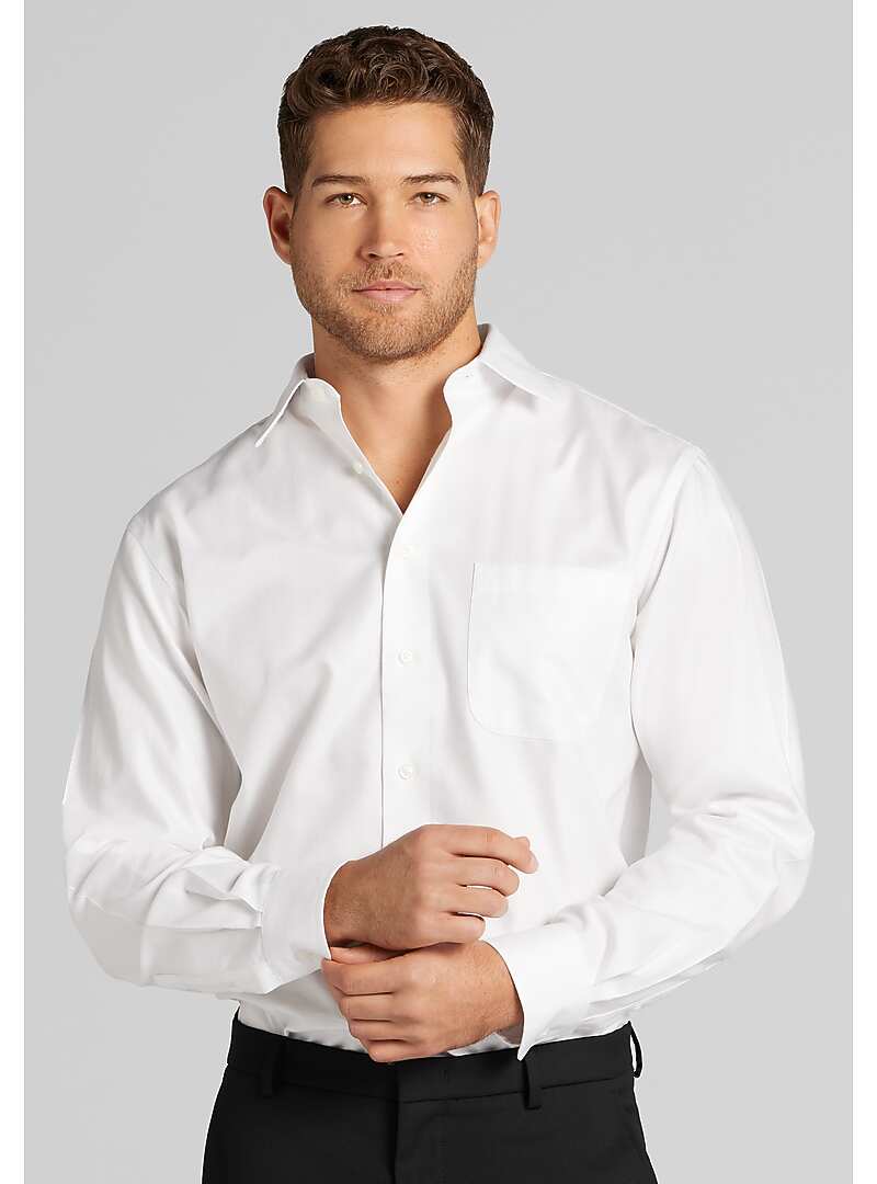 Reserve Collection Tailored Fit Spread Collar Herringbone Pattern Dress