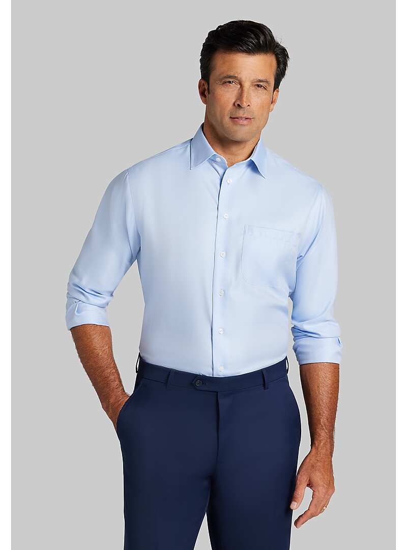 Reserve Collection Tailored Fit Spread Collar Herringbone Pattern Dress