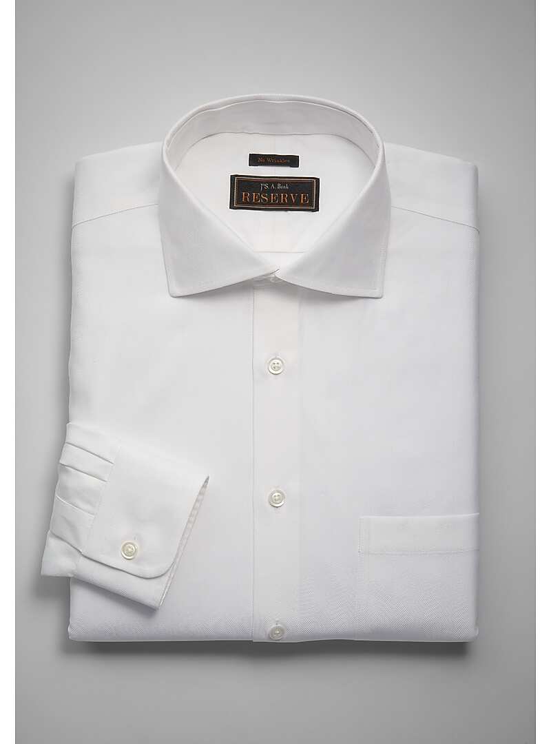 Reserve Collection Traditional Fit Spread Collar Herringbone Pattern