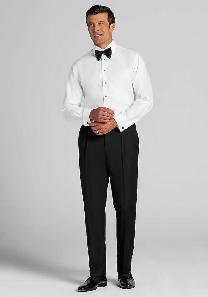 black pant white shirt formal dress Quattro Flex Dress Shirt with Button Down Collar White 3XL / White
