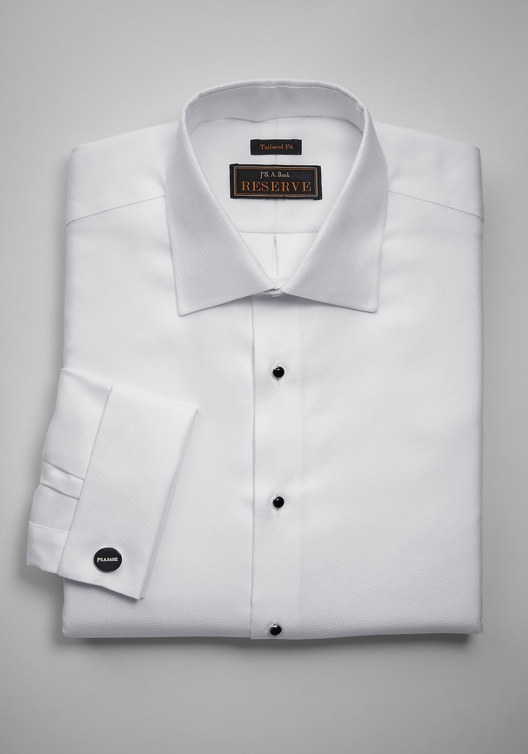 Reserve Collection Tailored Fit Spread Collar French Cuff Formal Solid Dress Shirt