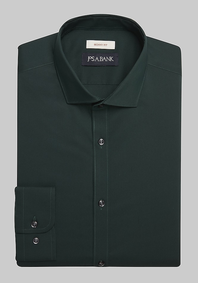 Men's Jos. A. Bank Skinny Fit Spread Collar Solid Dress Shirt at Jos. A. Bank, Green, Size 16 1/2 X 32/33