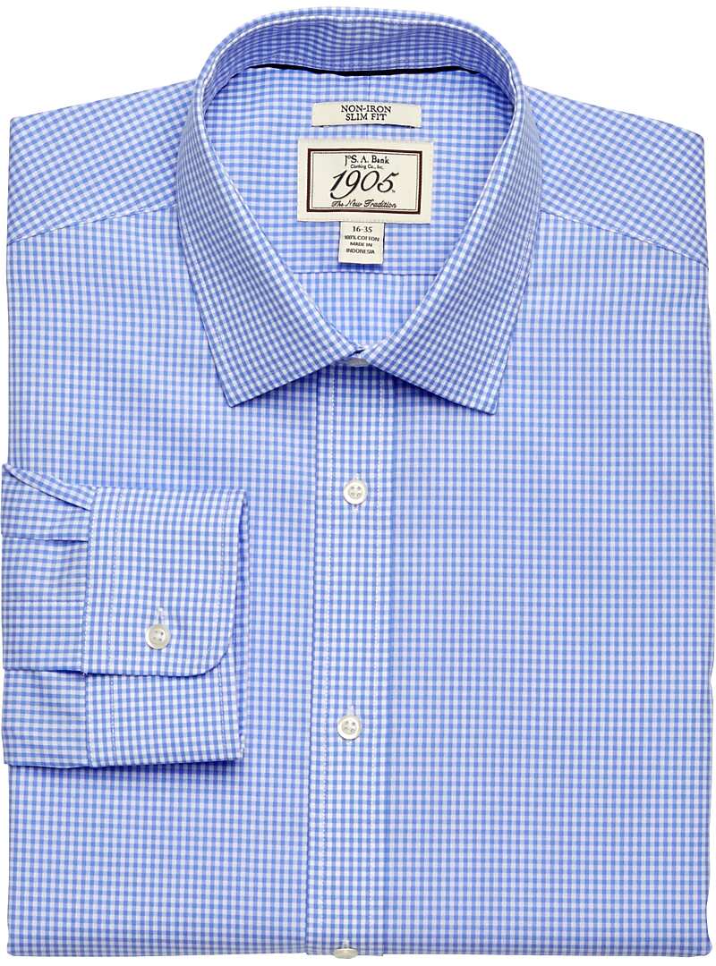 1905 Collection Slim Fit Spread Collar Check Dress Shirt CLEARANCE