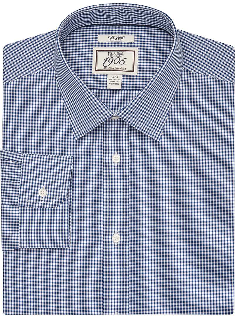 1905 Collection Slim Fit Spread Collar Check Dress Shirt - Big & Tall ...