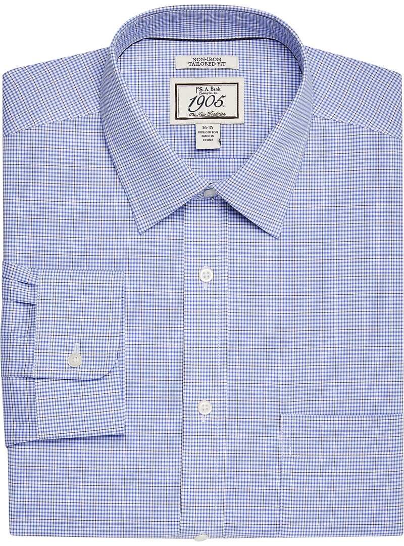 1905 Collection Tailored Fit Spread Collar Plaid Dress Shirt CLEARANCE