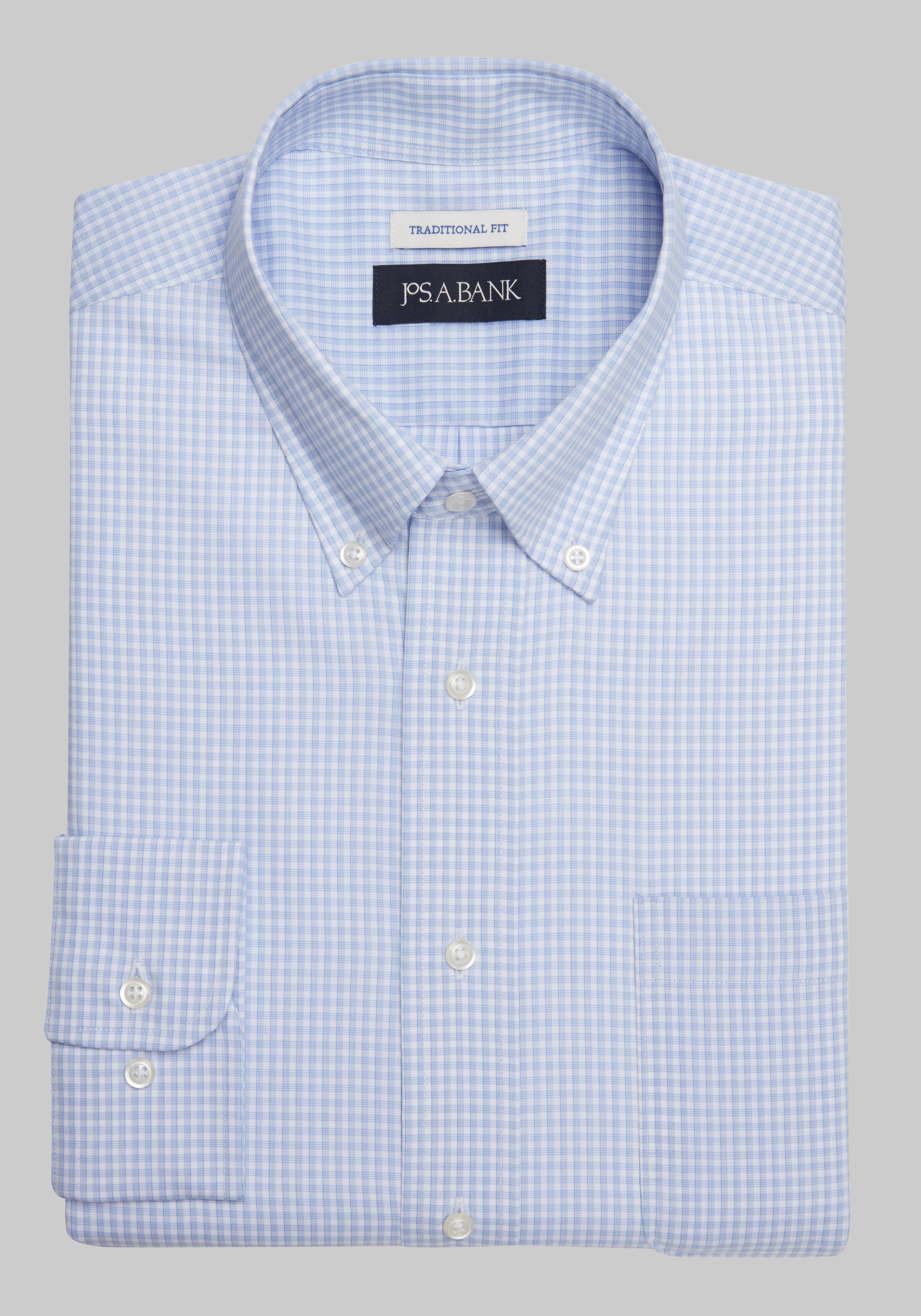 Men's CLEARANCE, Jos. A. Bank Traditional Fit Button-Down Collar Mini Double Grid Dress Shirt - Big & Tall CLEARANCE - Jos A Bank