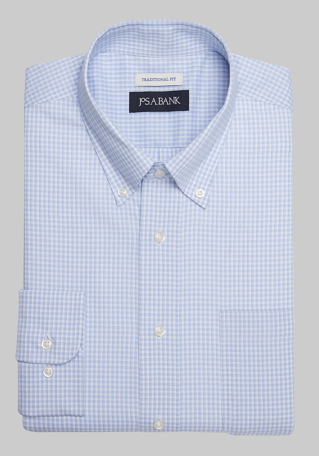 Jos. A. Bank Traditional Fit Button-Down Collar Mini Double Grid Dress Shirt - Big & Tall CLEARANCE