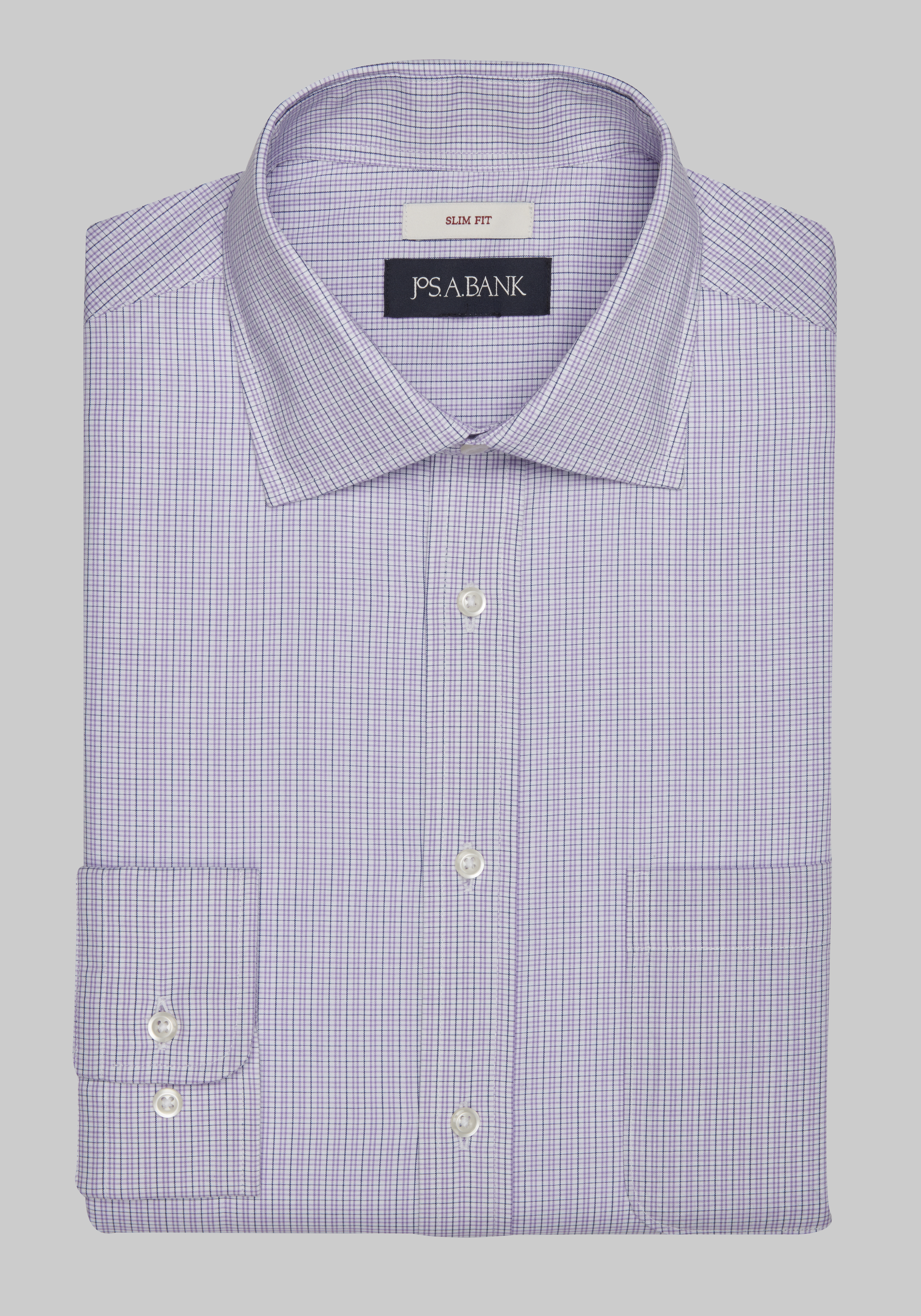 Men's CLEARANCE, Jos. A. Bank Slim Fit Spread Collar Mini Plaid Dress Shirt CLEARANCE - Jos A Bank