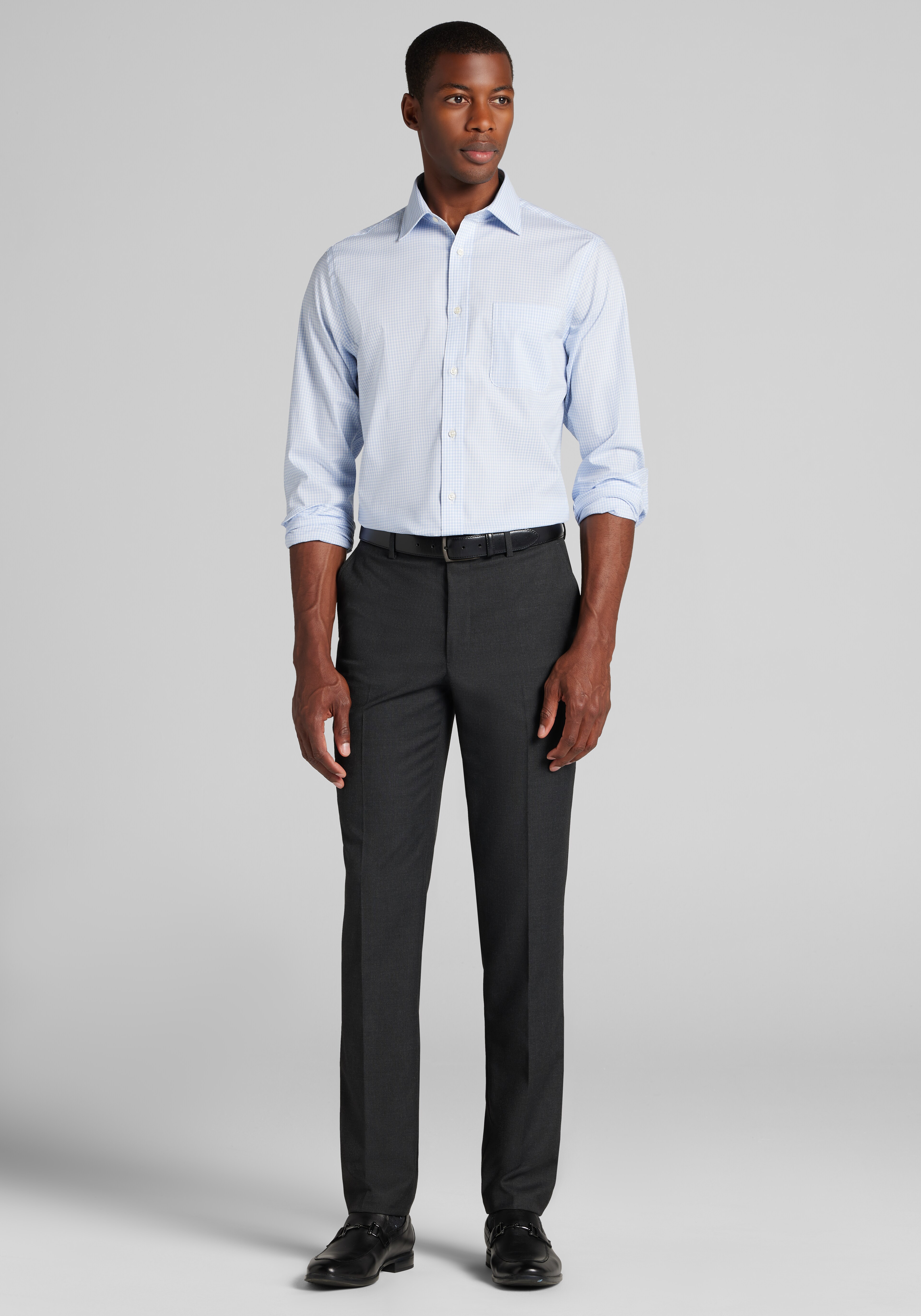 Jos. A Bank Comfort Stretch Slim Fit Mini Grid Dress Shirt