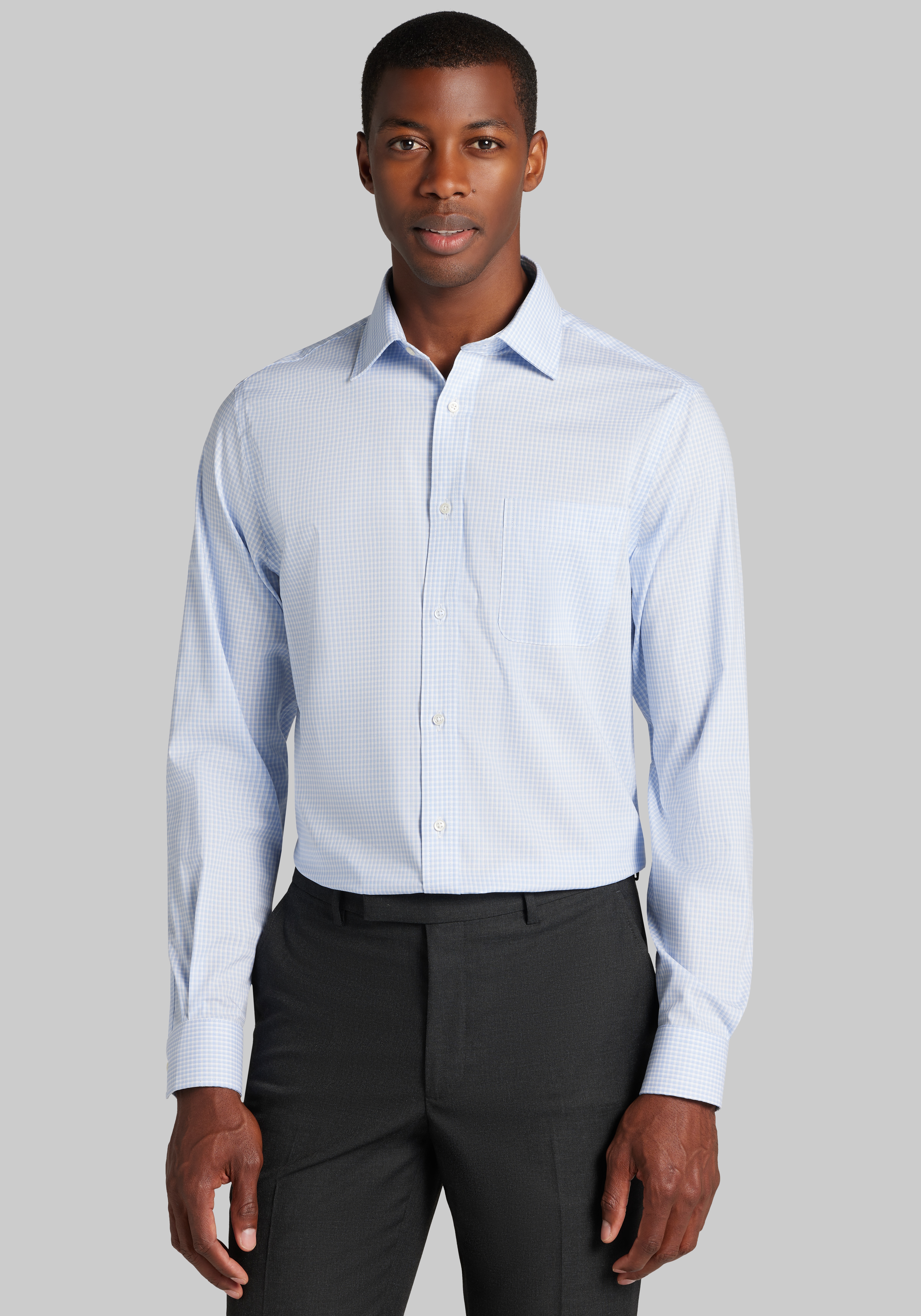 Jos. A. Bank Slim Fit Spread Collar Mini Check Dress Shirt