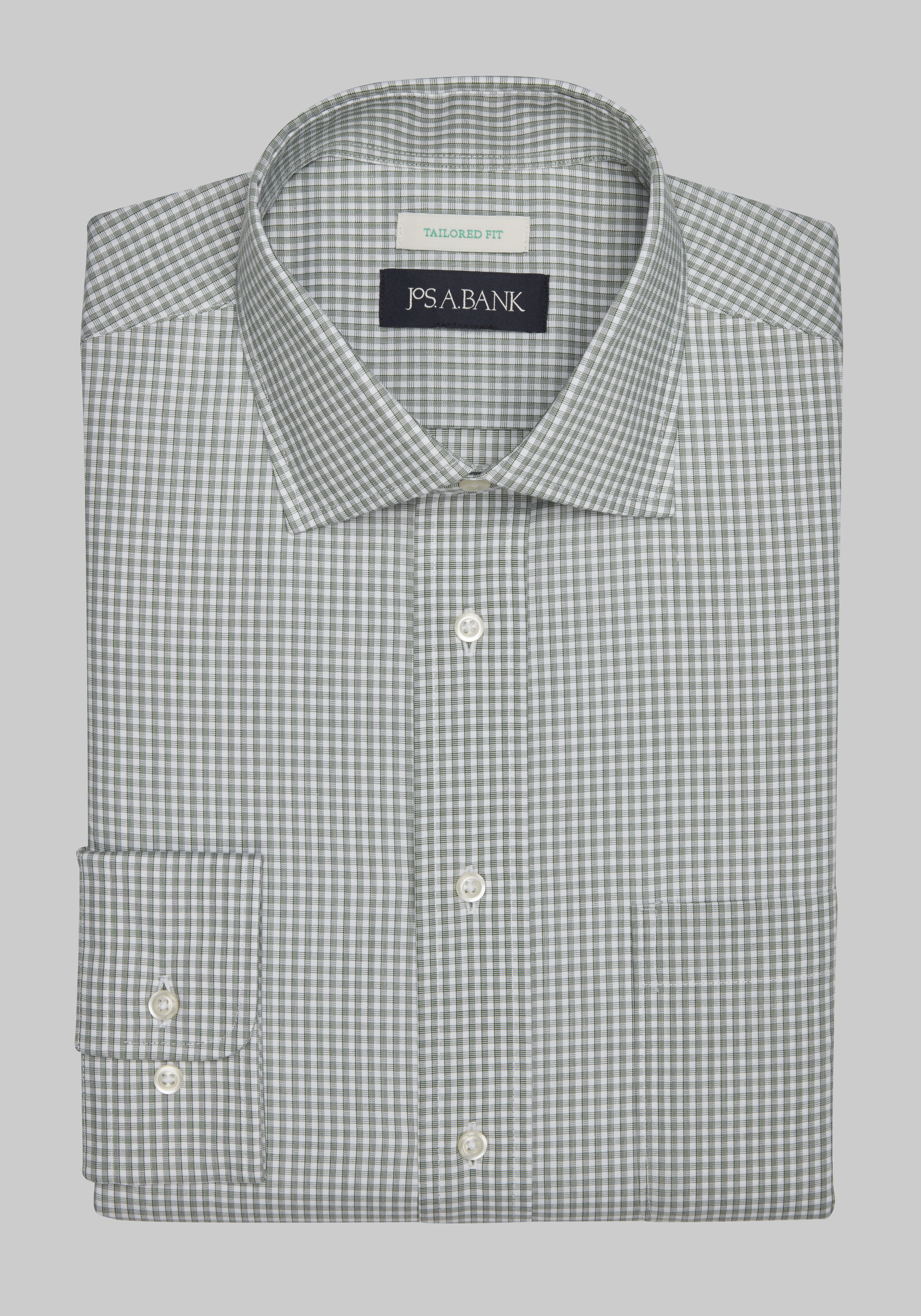 Men's CLEARANCE, Jos. A. Bank Tailored Fit Spread Collar Mini Check Dress Shirt CLEARANCE - Jos A Bank