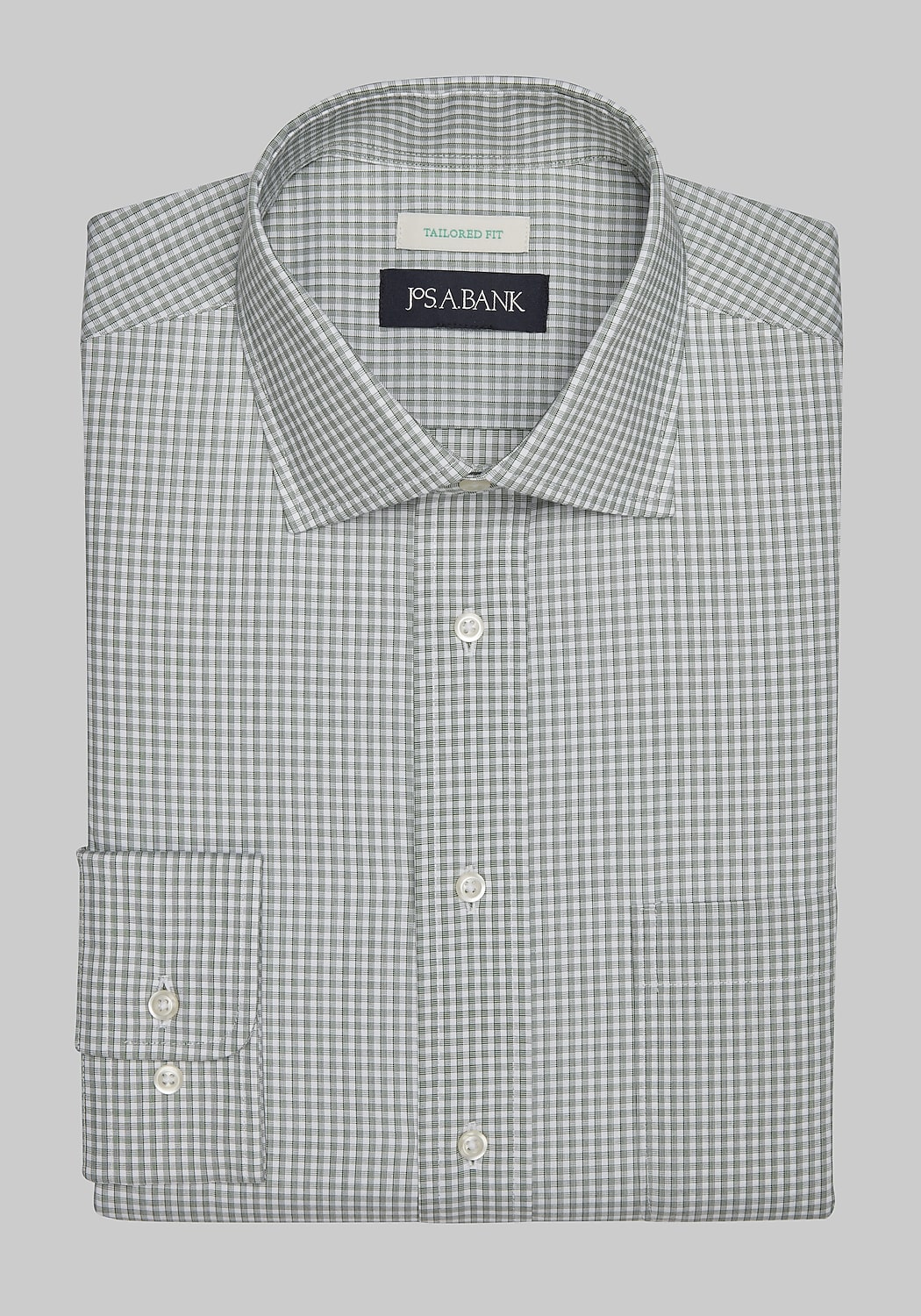 Jos. A. Bank Tailored Fit Spread Collar Mini Check Dress Shirt CLEARANCE