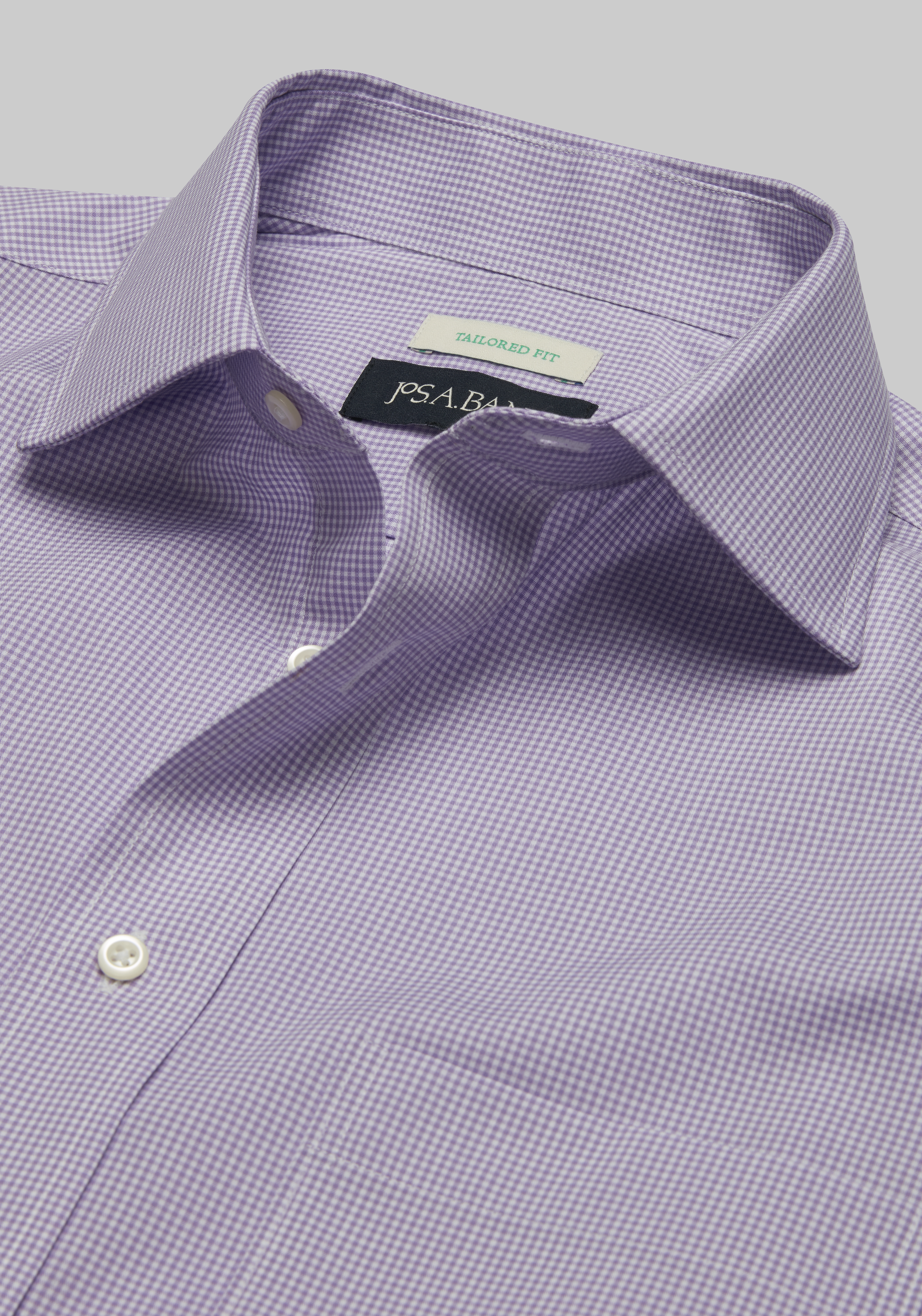 Jos. A. Bank Tailored Fit Spread Collar Mini Check Dress Shirt CLEARANCE