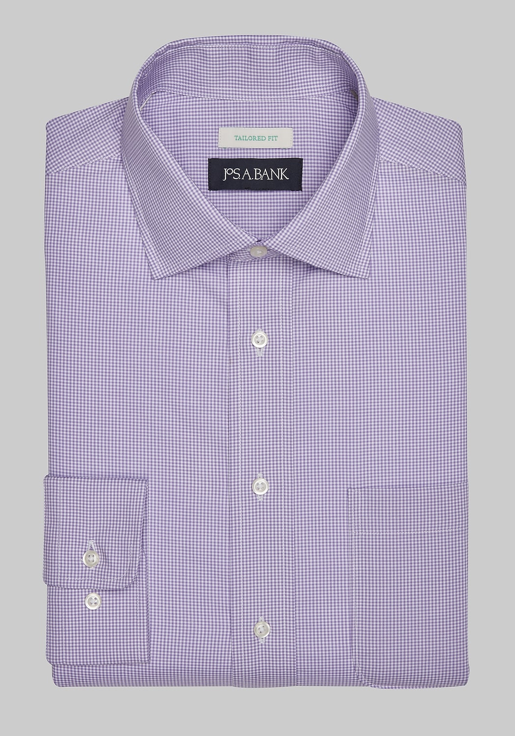 Jos. A. Bank Tailored Fit Spread Collar Mini Check Dress Shirt CLEARANCE