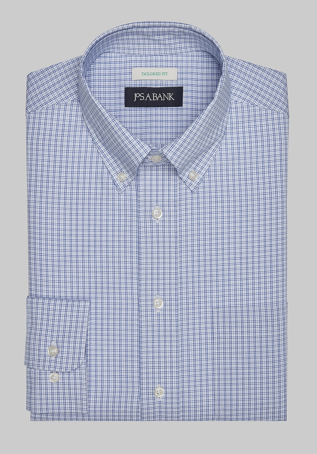 Jos. A. Bank Tailored Fit Button-Down Collar Mini Double Check Dress Shirt CLEARANCE
