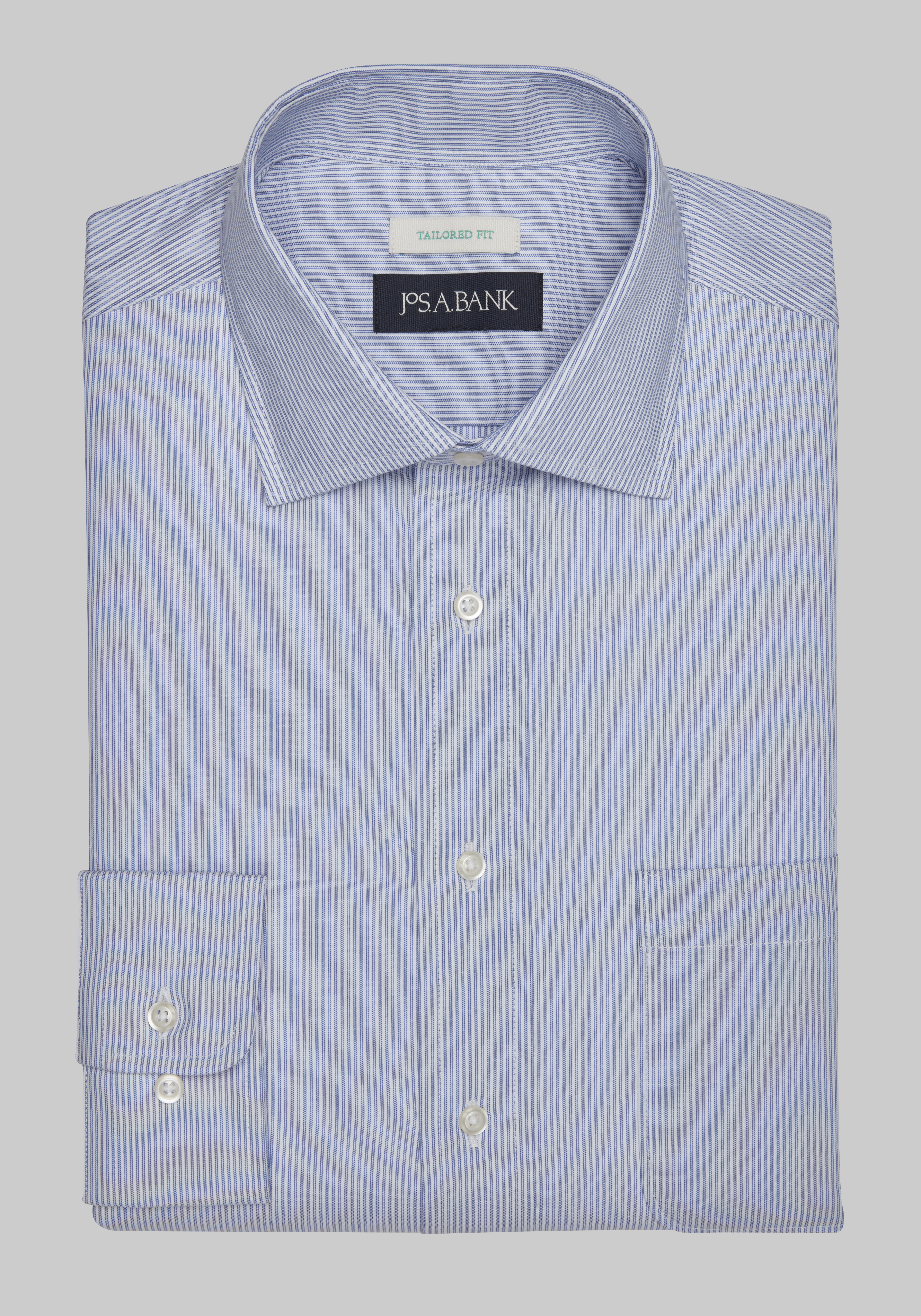 Jos. A. Bank Tailored Fit Spread Collar Stripe Dress Shirt