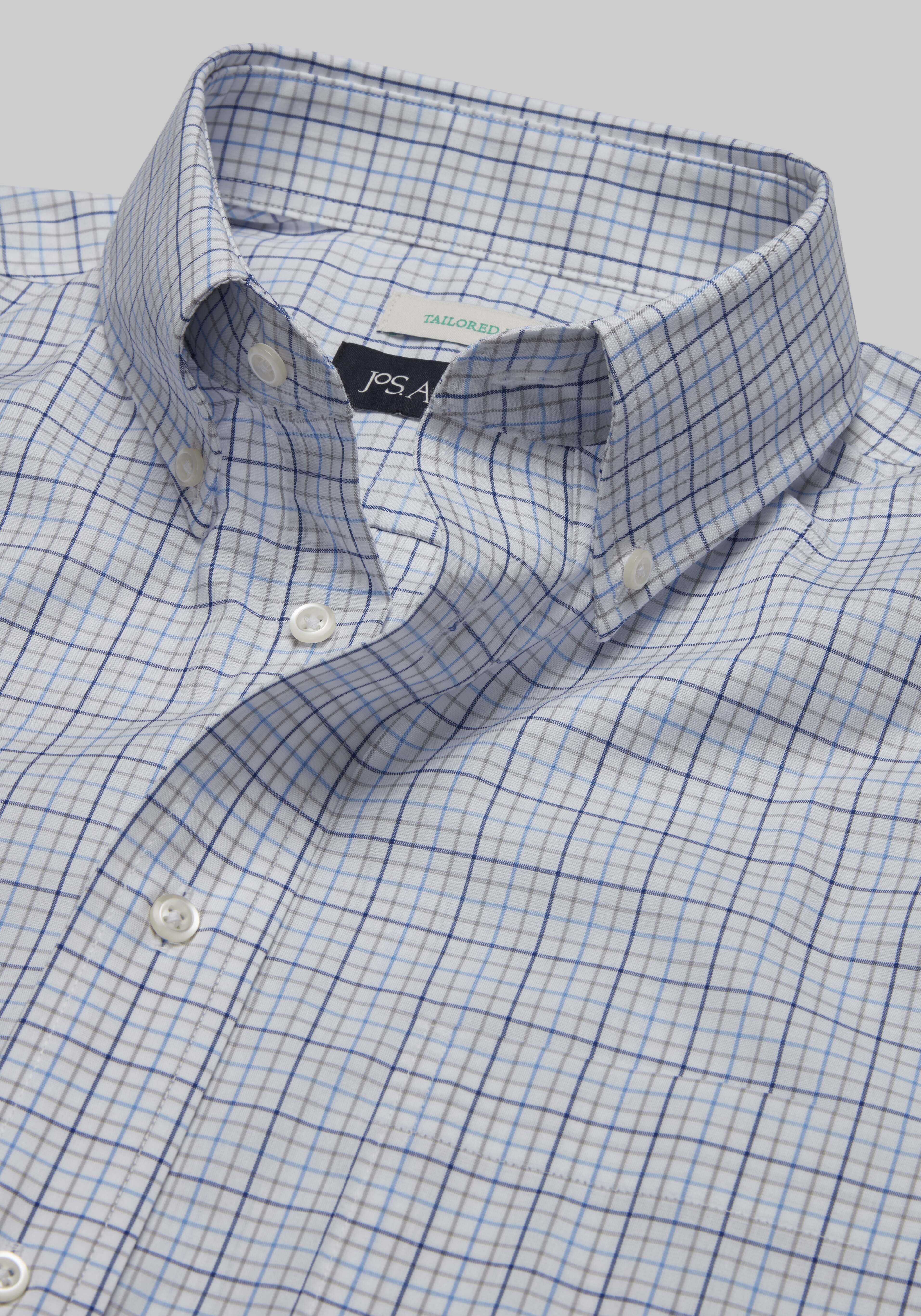 Jos. A. Bank Tailored Fit Button-Down Collar Double Grid Dress Shirt CLEARANCE
