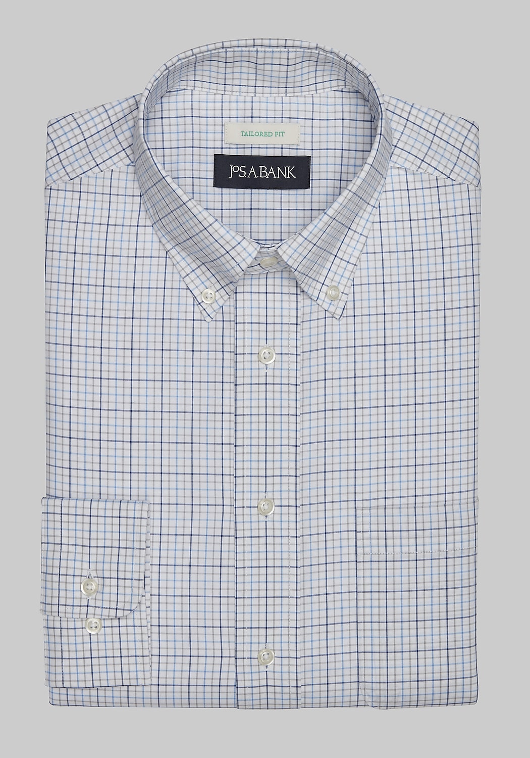 Jos. A. Bank Tailored Fit Button-Down Collar Double Grid Dress Shirt CLEARANCE