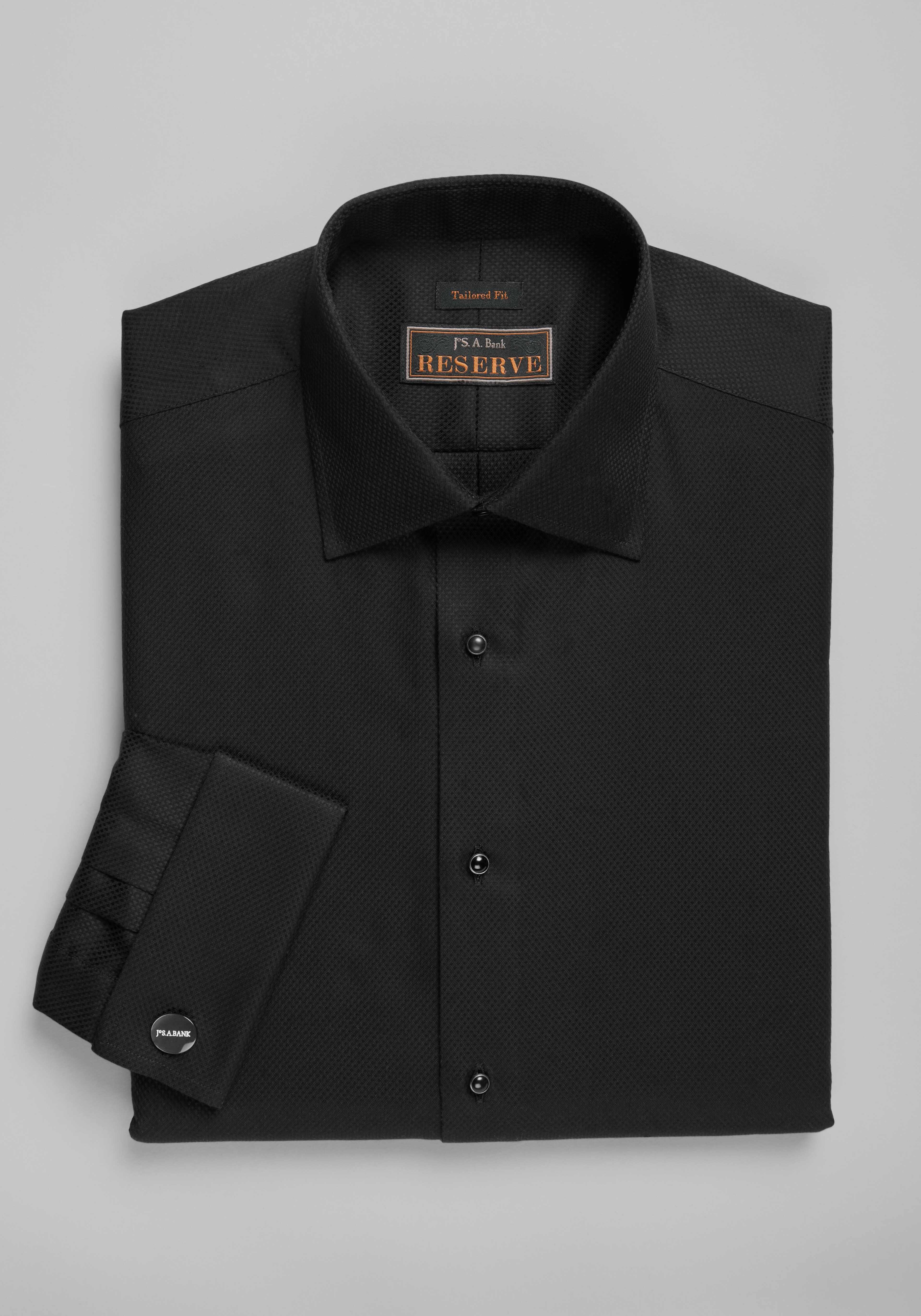 Reserve Collection Tailored Fit Spread Collar French Cuff Formal Solid Dress Shirt - Big & Tall