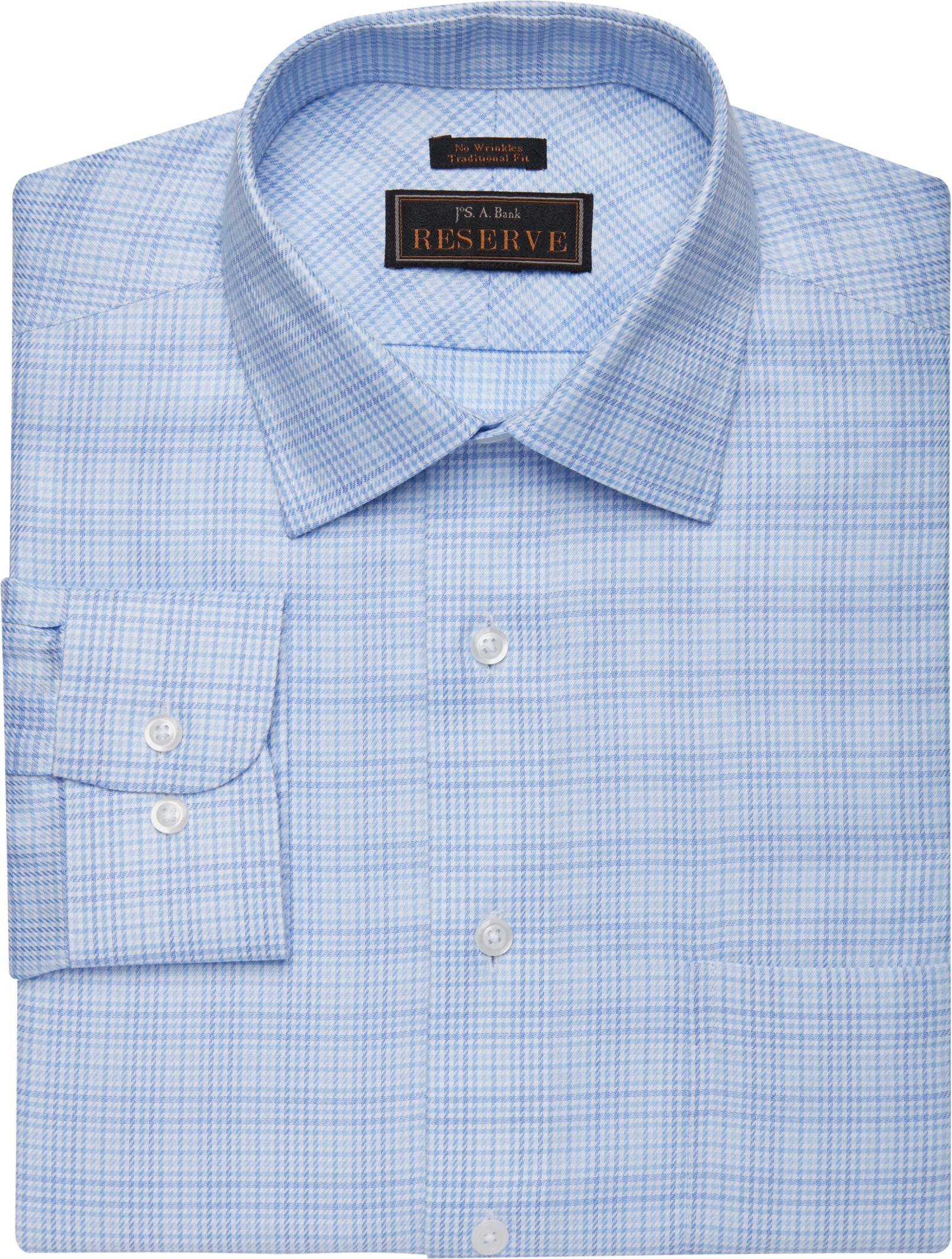 Reserve Collection Traditional Fit Spread Collar Plaid Dress Shirt ...