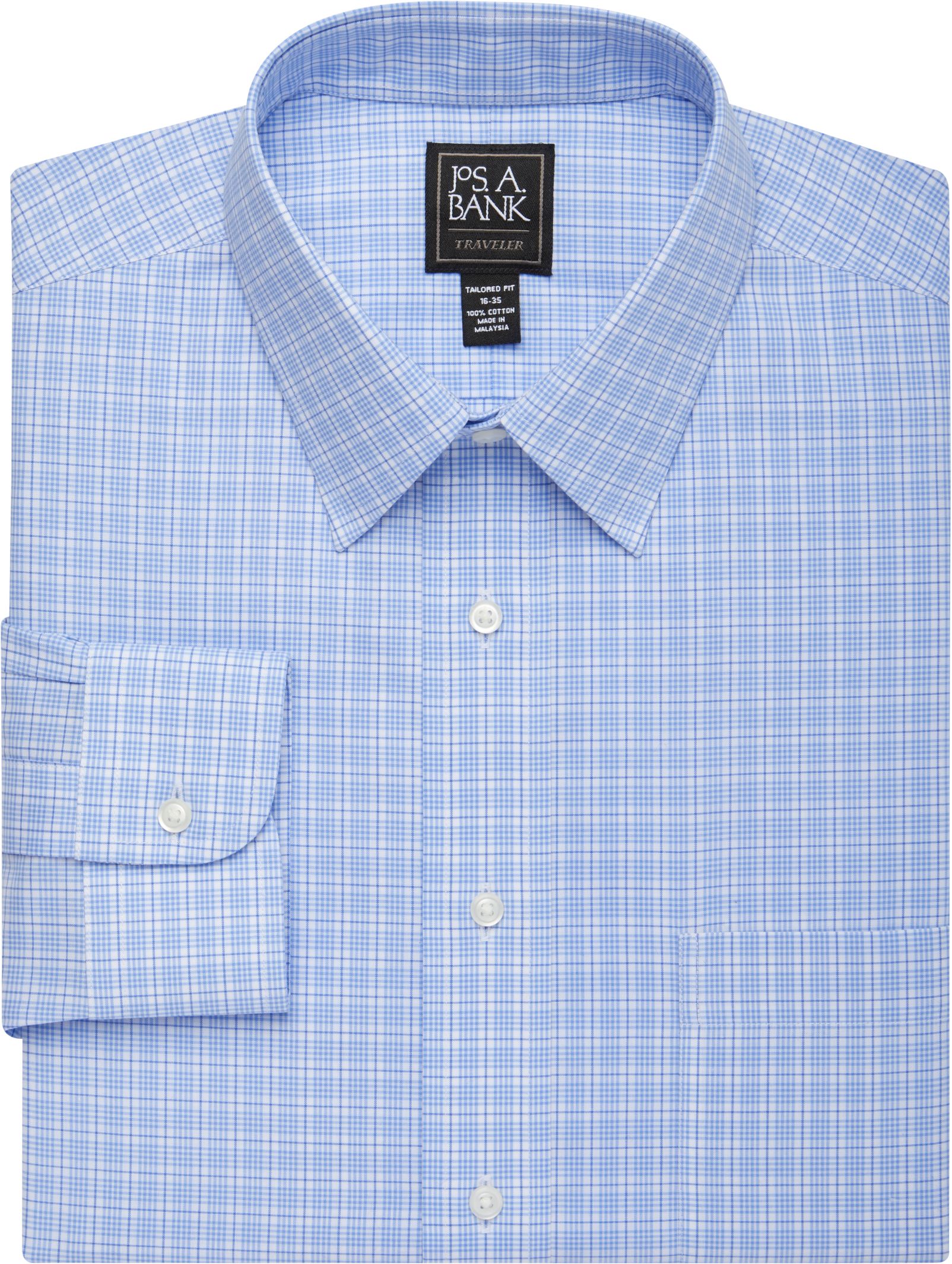 Traveler Collection Tailored Fit Point Collar Plaid Dress Shirt Big
