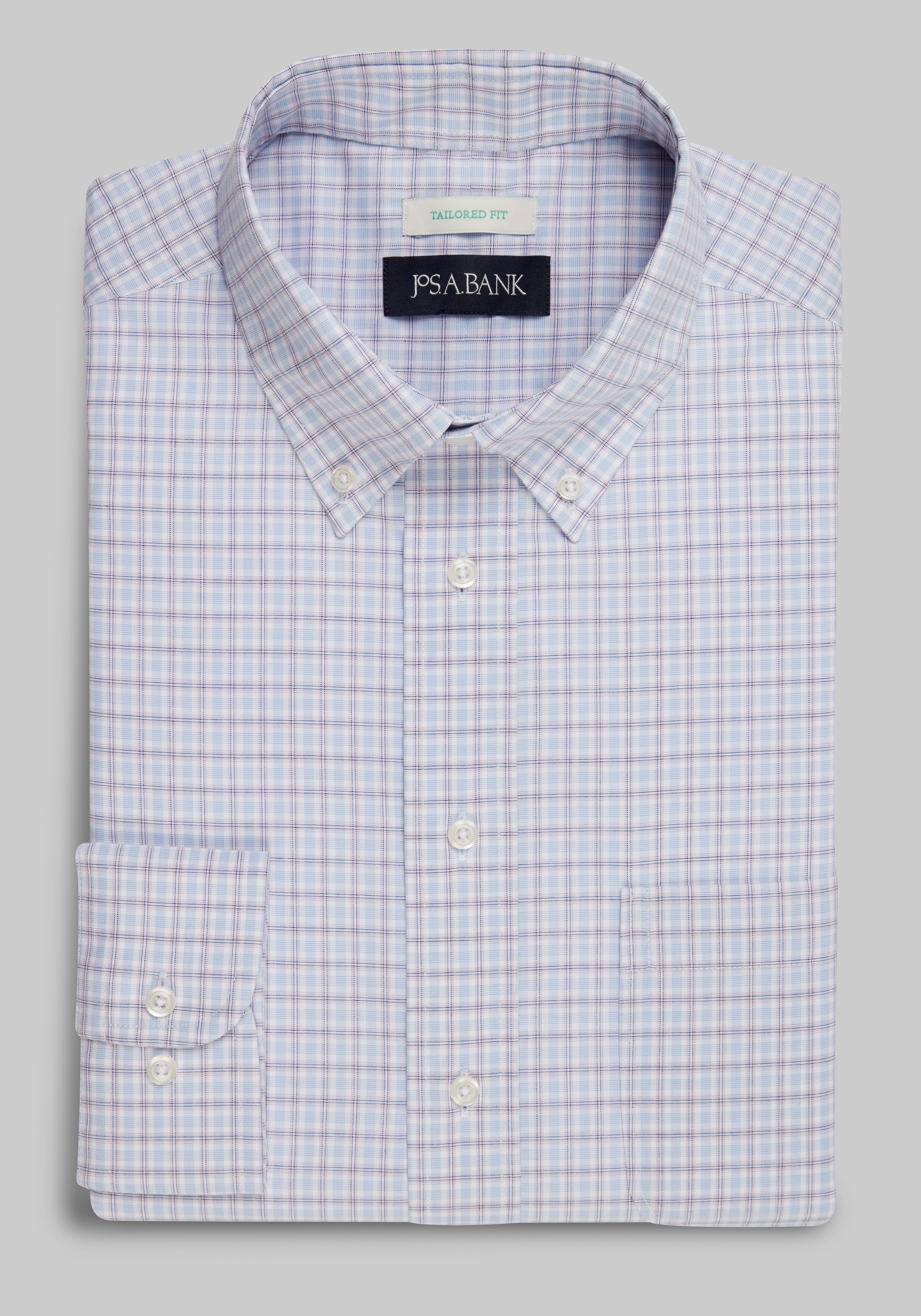 Men's Dress Shirts, Jos. A. Bank Tailored Fit Button-Down Collar Plaid Dress Shirt - Jos A Bank