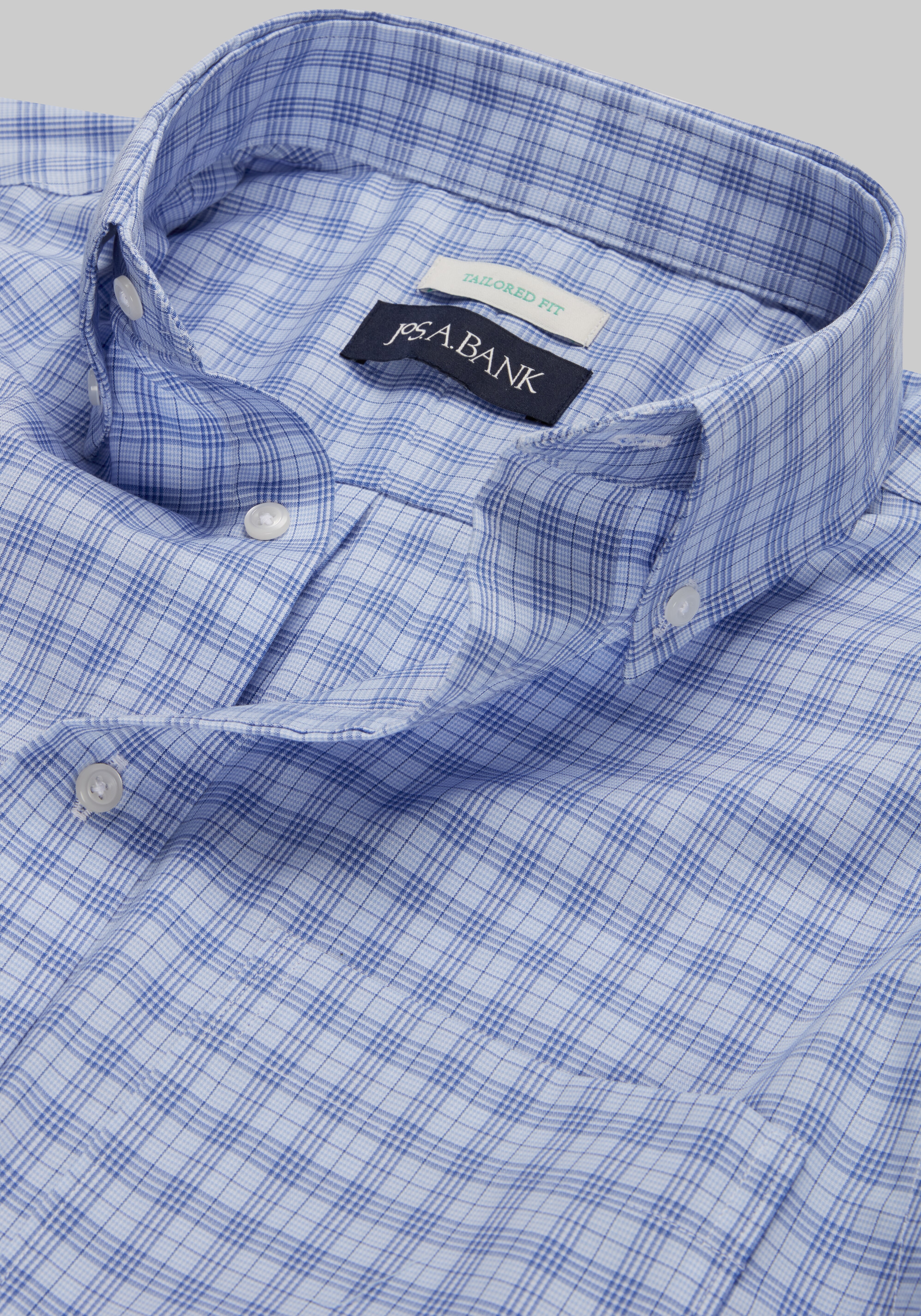 Jos. A. Bank Tailored Fit Button-Down Collar Plaid Dress Shirt CLEARANCE