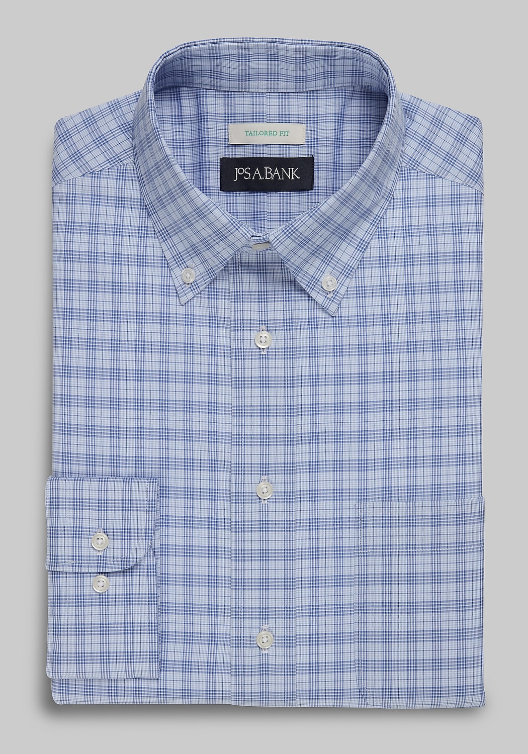 Jos. A. Bank Tailored Fit Button-Down Collar Plaid Dress Shirt CLEARANCE