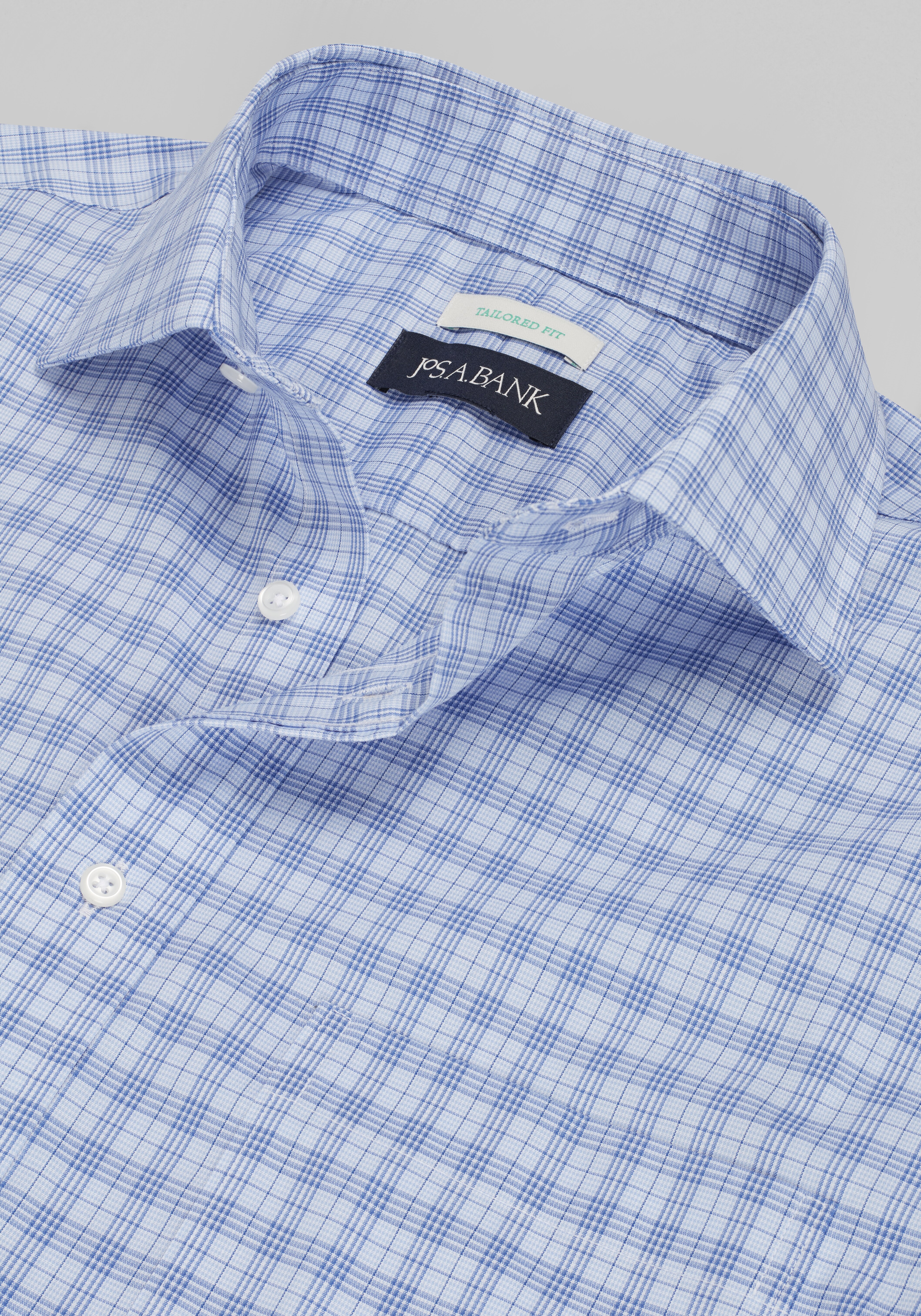 Jos. A. Bank Tailored Fit Spread Collar Plaid Dress Shirt