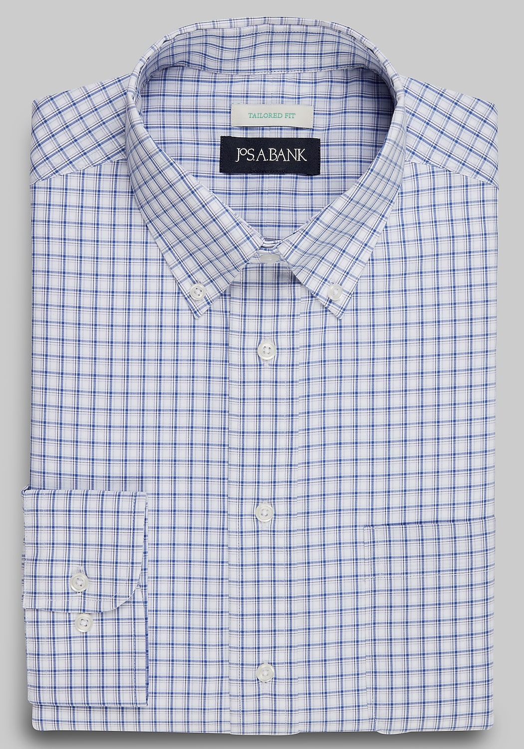 Jos. A. Bank Tailored Fit Button-Down Collar Check Dress Shirt CLEARANCE