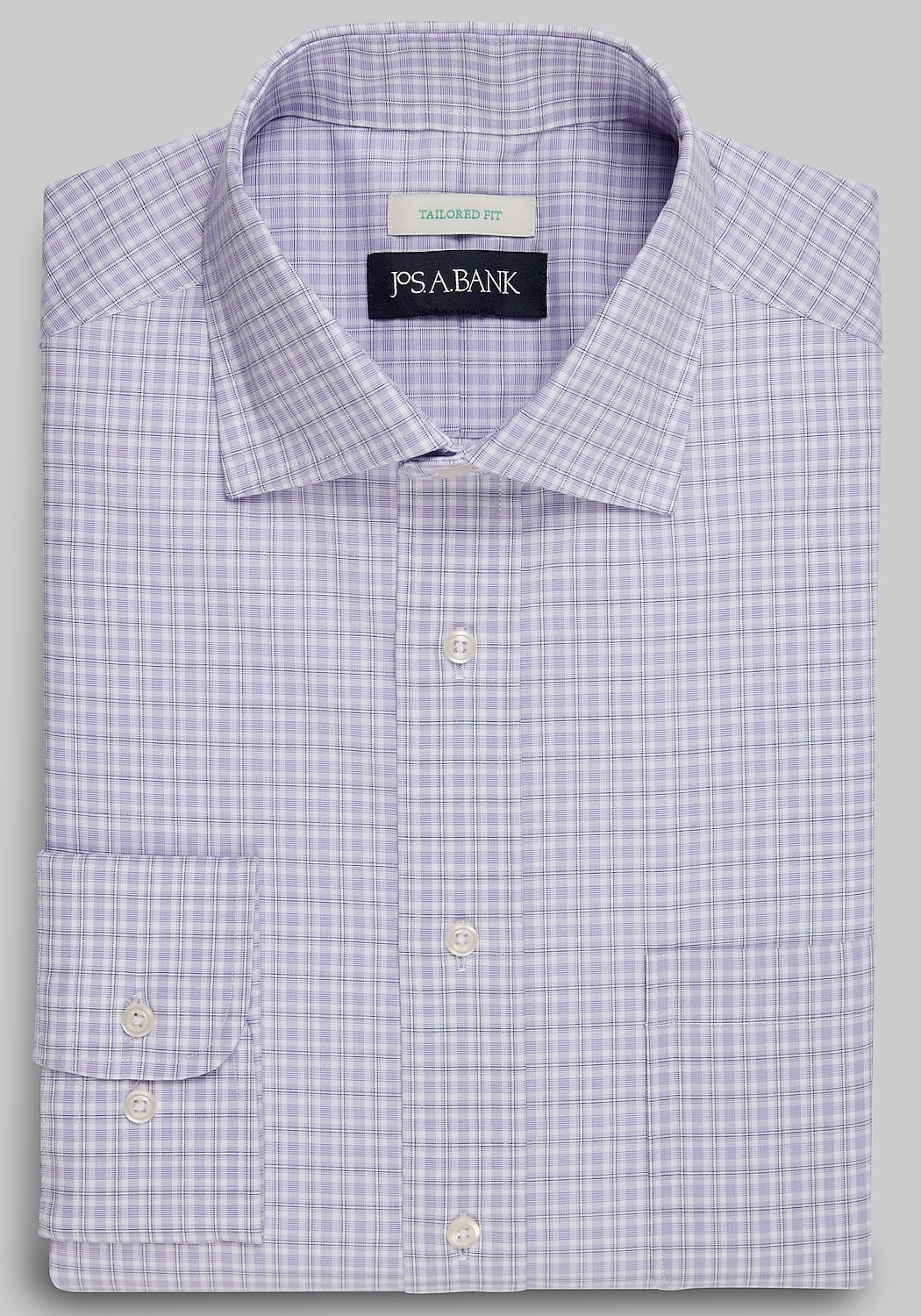 Jos. A. Bank Tailored Fit Spread Collar Plaid Dress Shirt