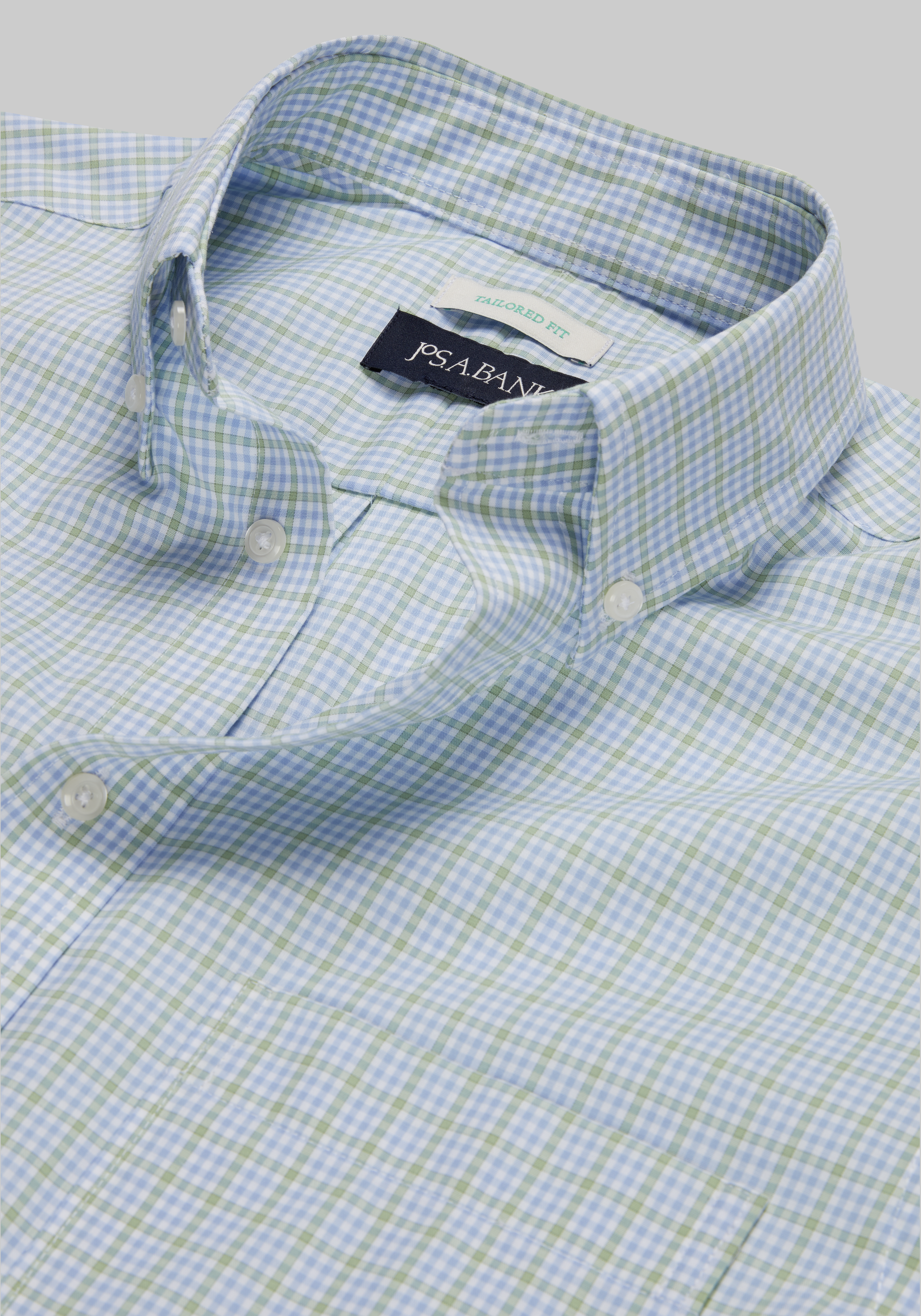 Jos. A. Bank Tailored Fit Button-Down Collar Plaid Dress Shirt CLEARANCE