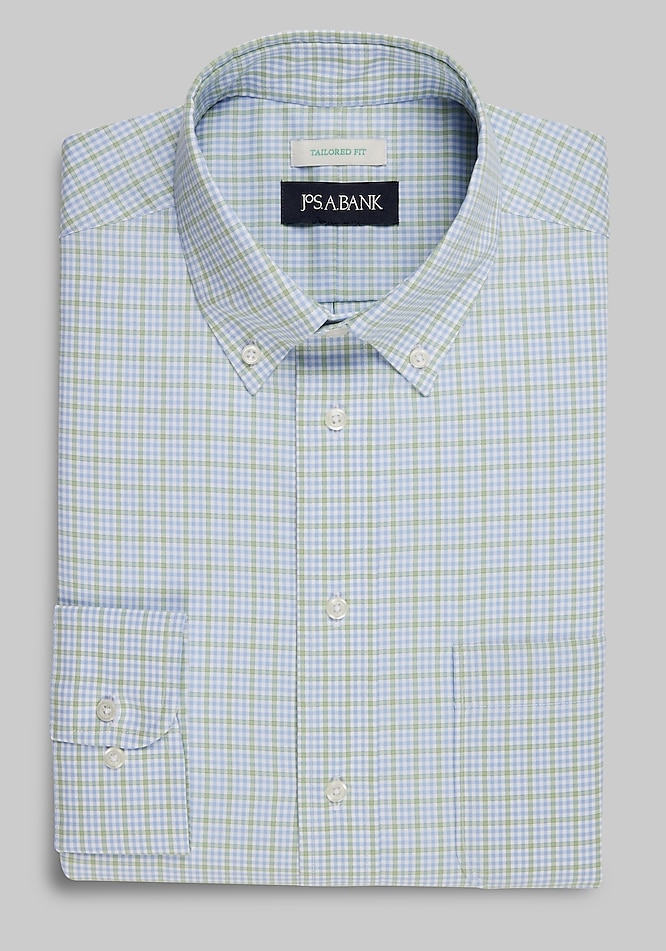 Jos. A. Bank Tailored Fit Button-Down Collar Plaid Dress Shirt - Big & Tall  CLEARANCE
