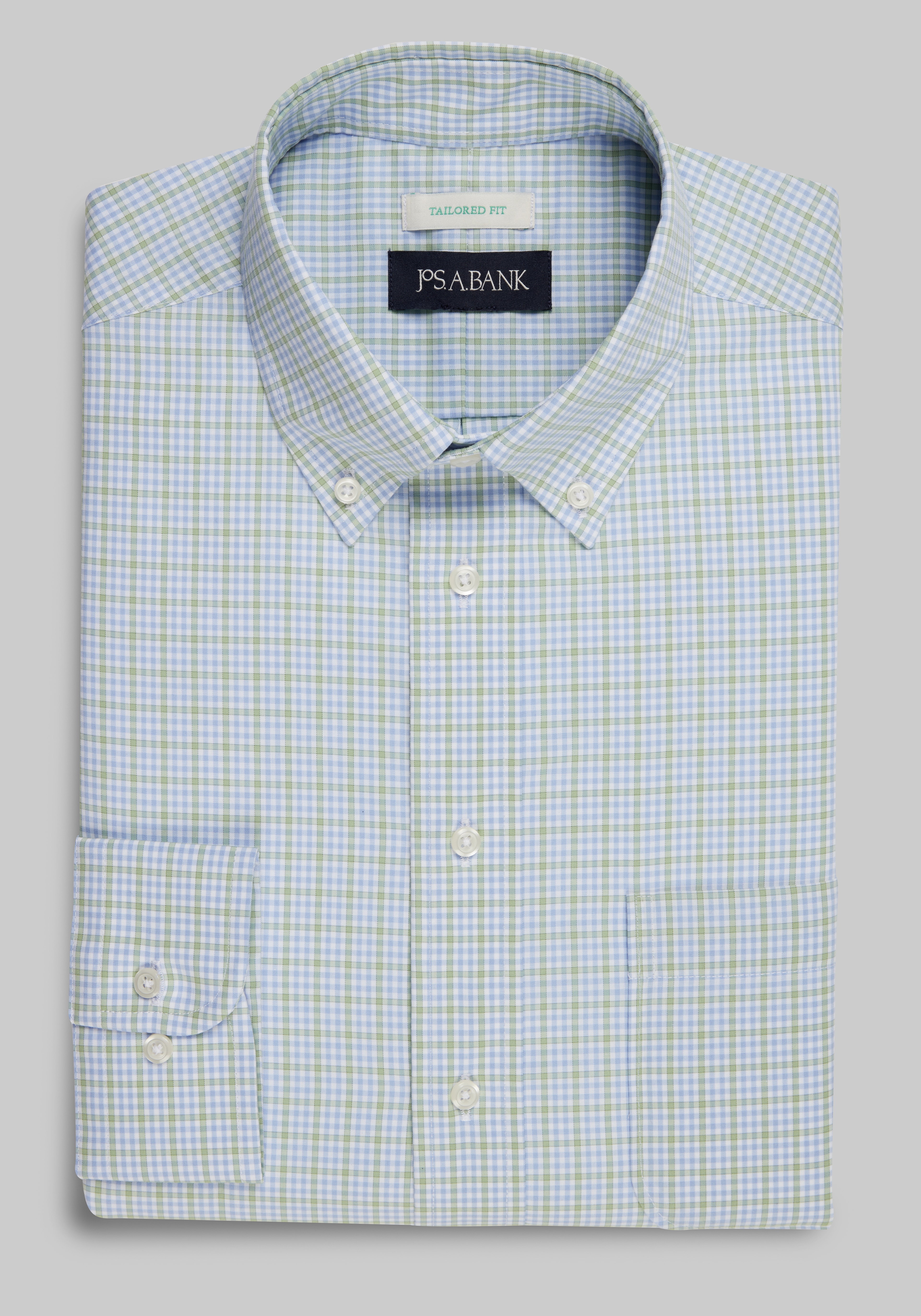 Jos. A. Bank Tailored Fit Button-Down Collar Plaid Dress Shirt - Big & Tall CLEARANCE