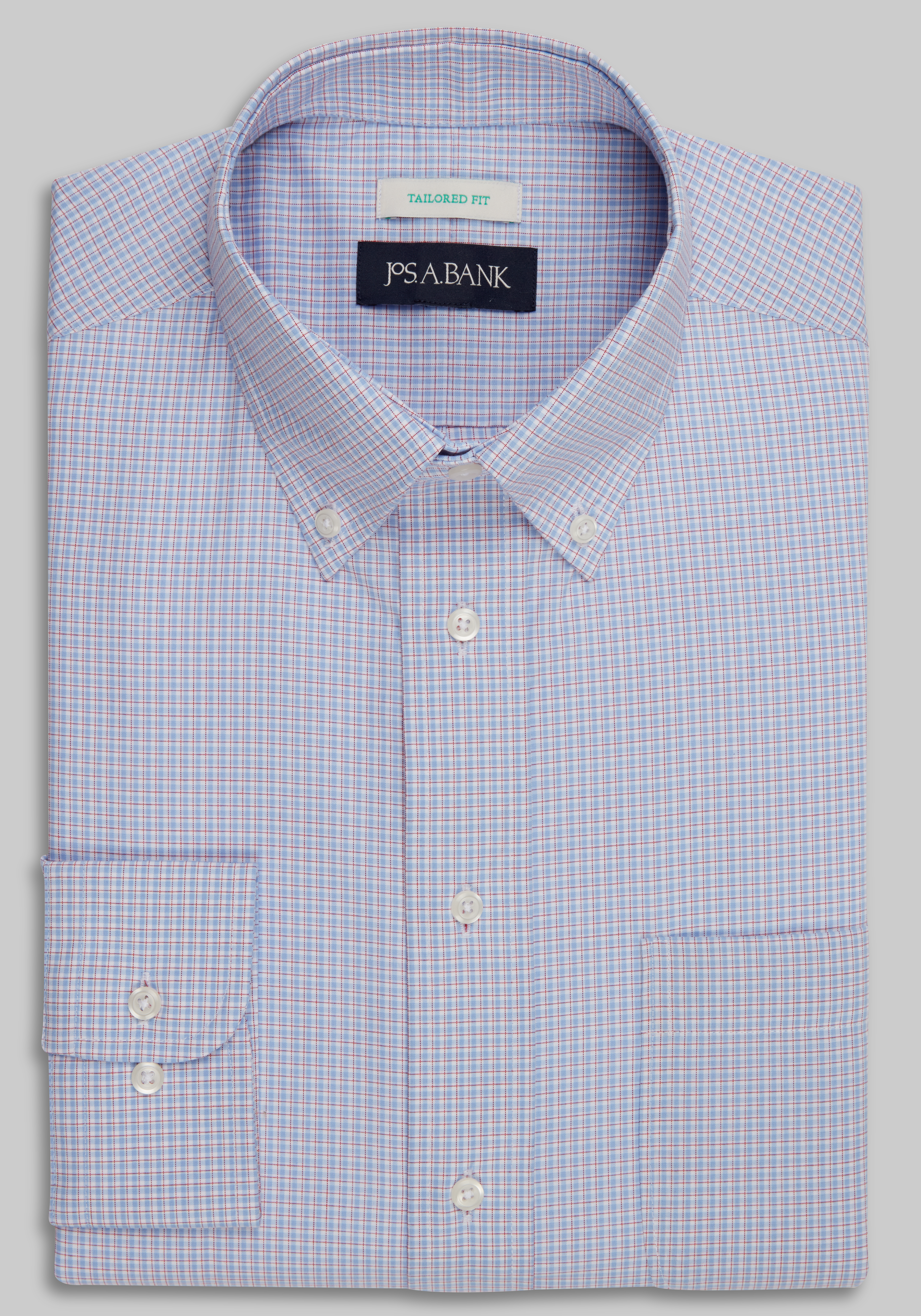 Men's Dress Shirts, Jos. A. Bank Tailored Fit Button-Down Collar Plaid Dress Shirt - Jos A Bank