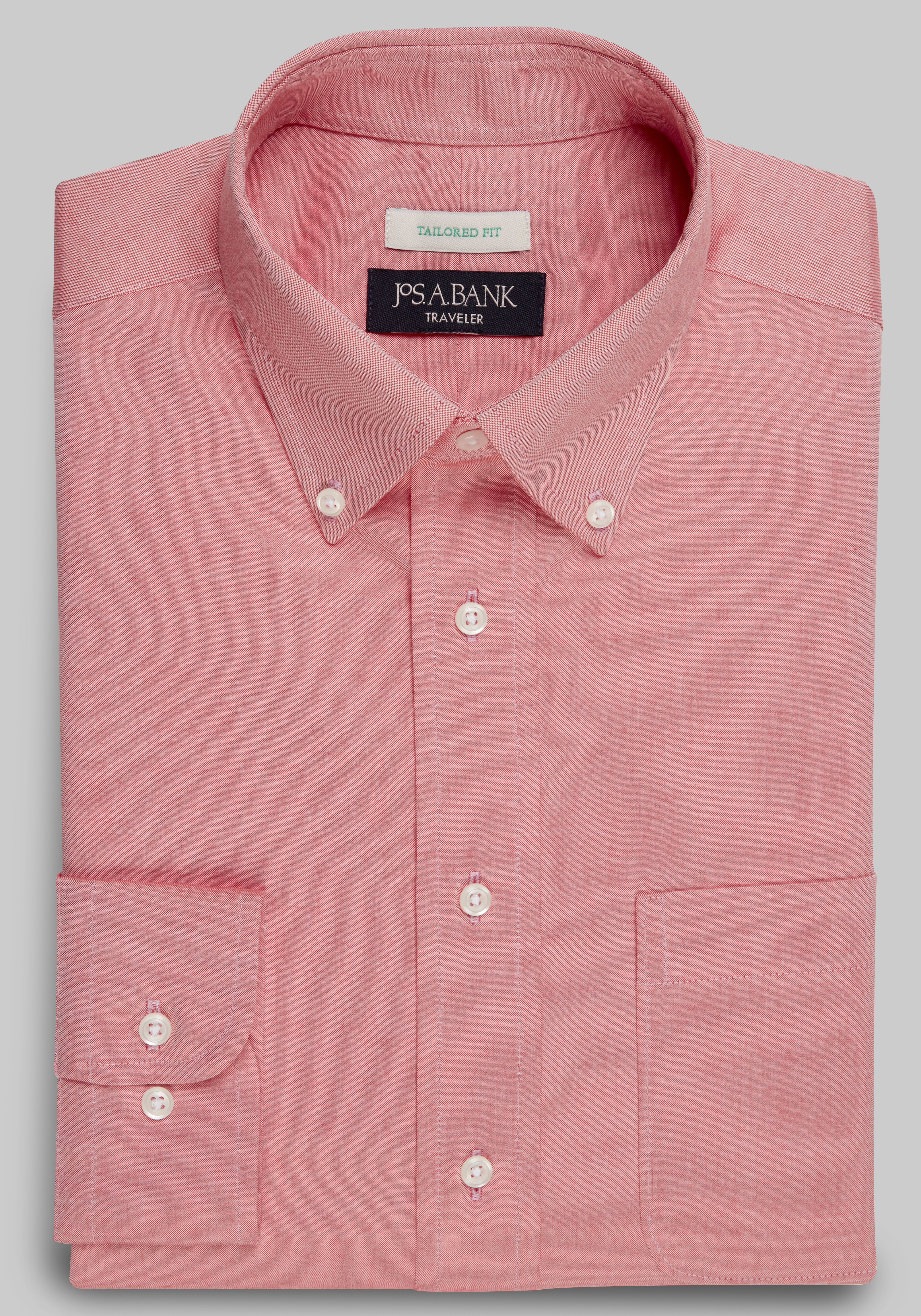 Men's FLYOUT_CATEGORY, Traveler&reg; Collection Traditional Fit Button-Down Collar Solid Dress Shirt - Big & Tall - Jos A Bank