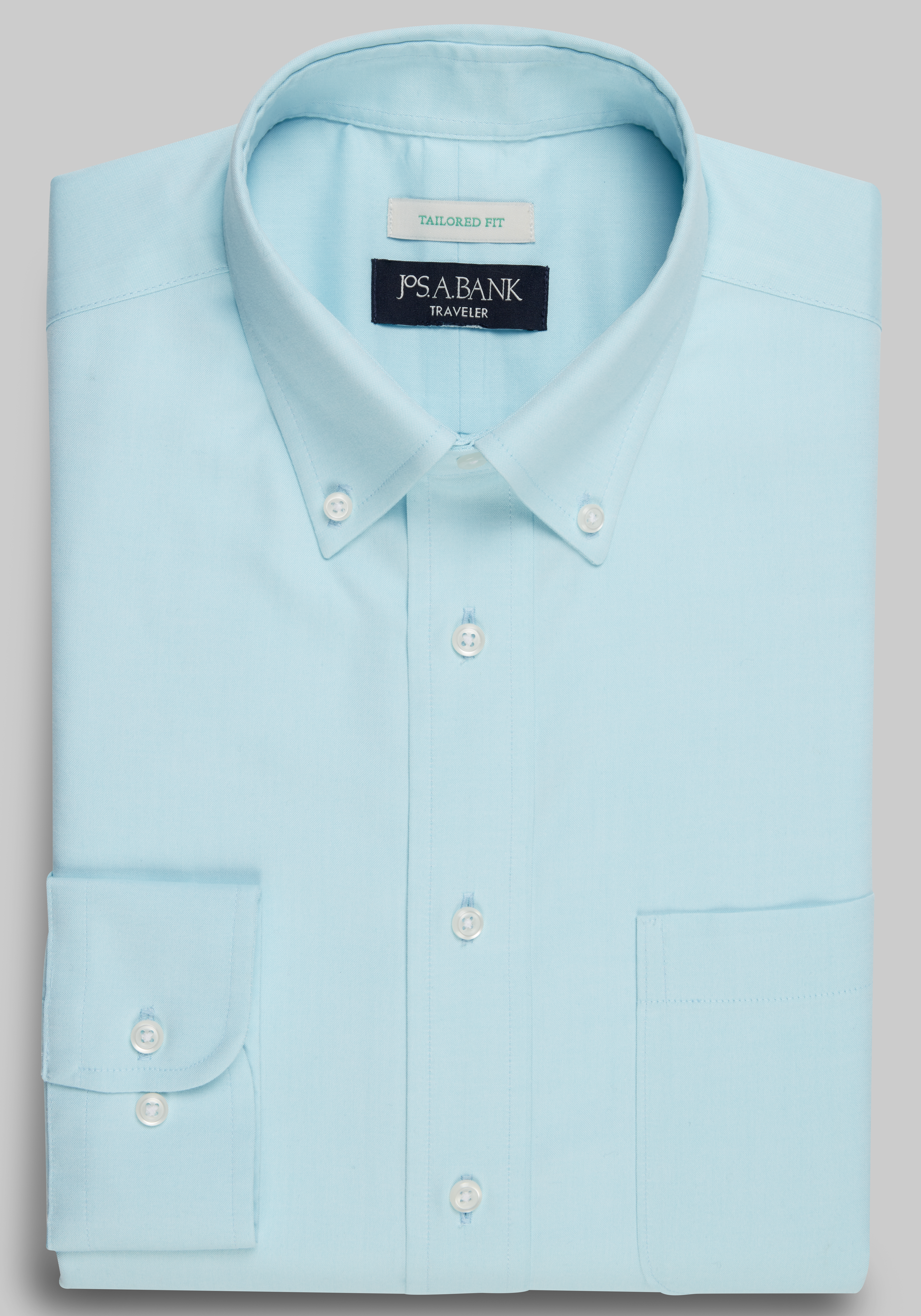 Men's CLEARANCE, Traveler Collection Traditional Fit Button-Down Collar Solid Dress Shirt - Big & Tall CLEARANCE - Jos A Bank