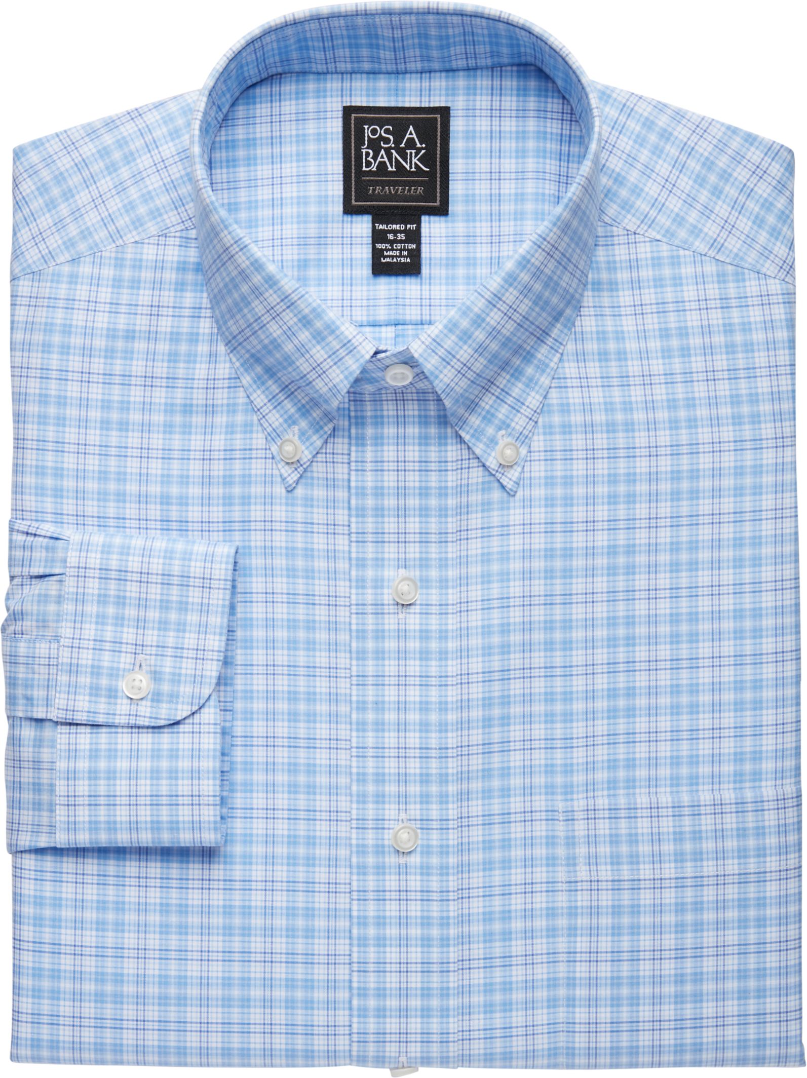 Traveler Collection Tailored Fit Button-Down Collar Plaid Dress Shirt ...