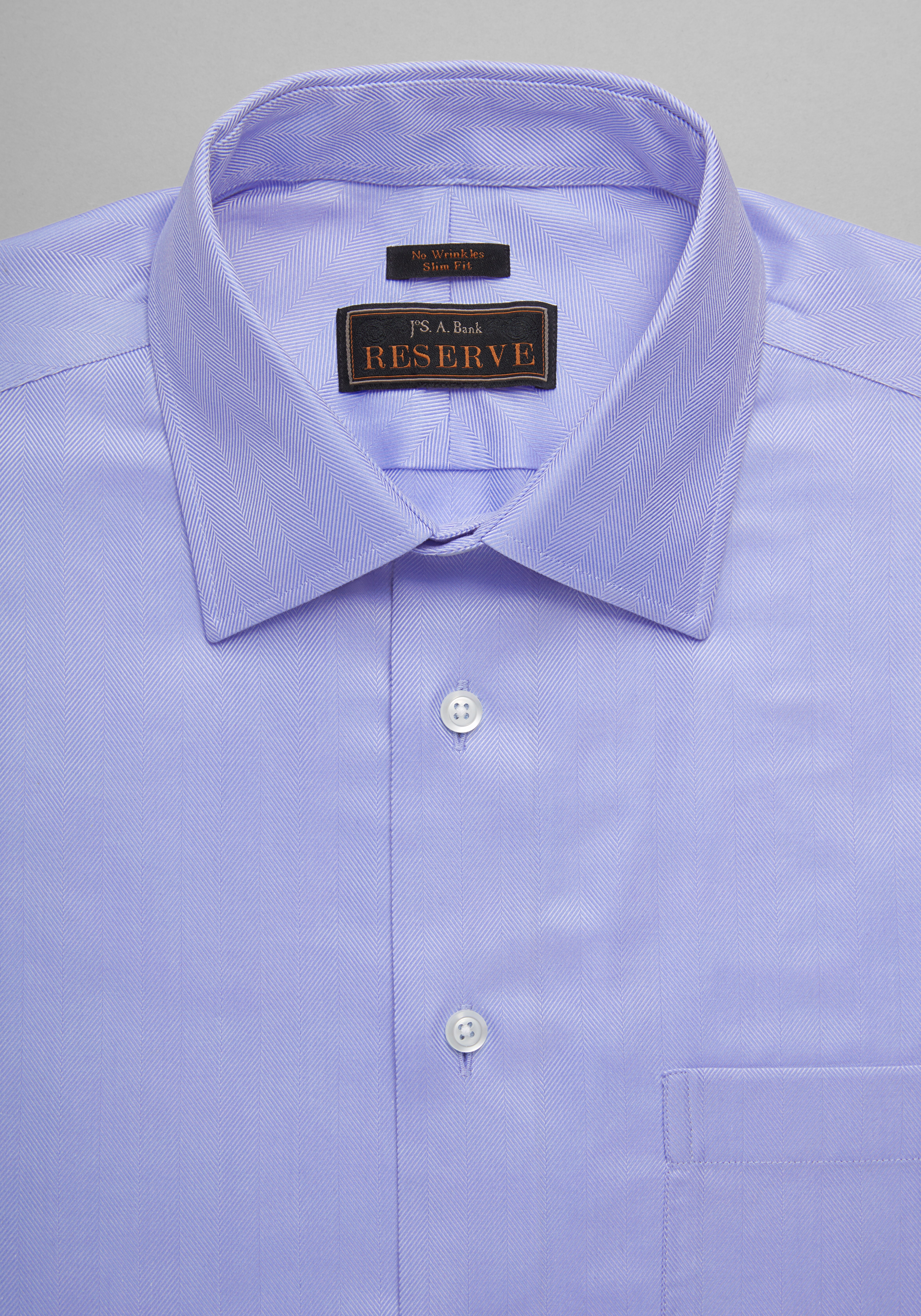Reserve Collection Slim Fit Spread Collar Herringbone Dress Shirt