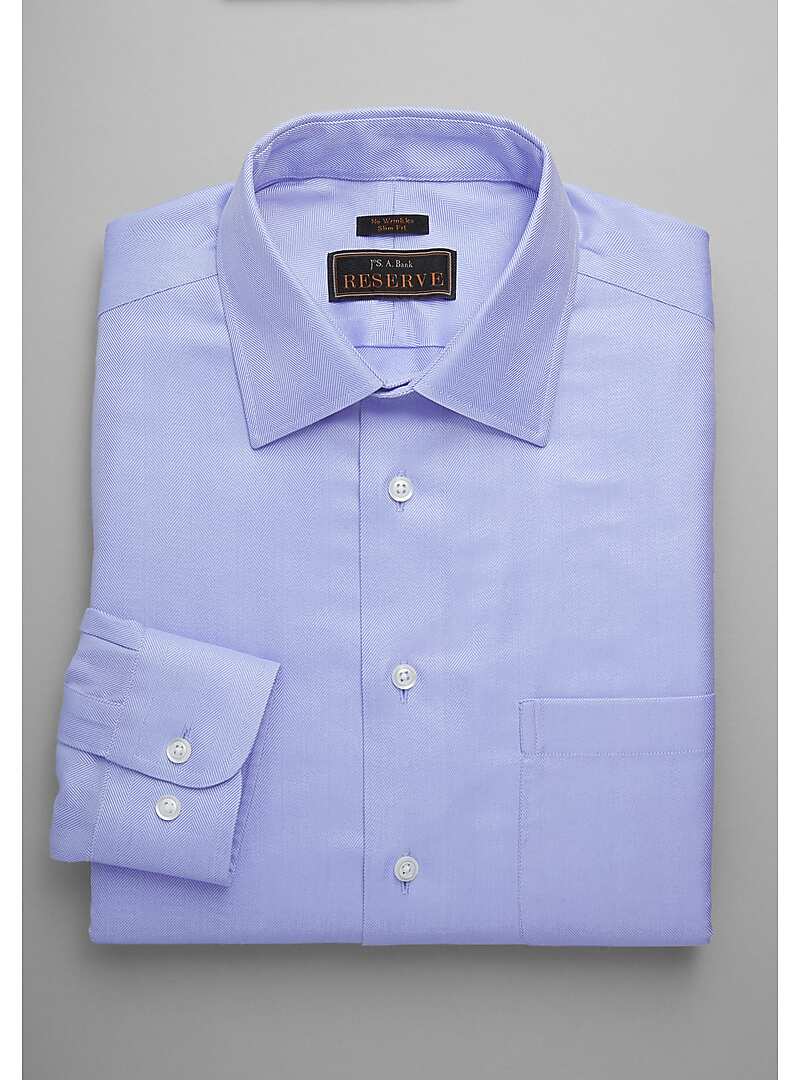 Reserve Collection Slim Fit Spread Collar Herringbone Dress Shirt