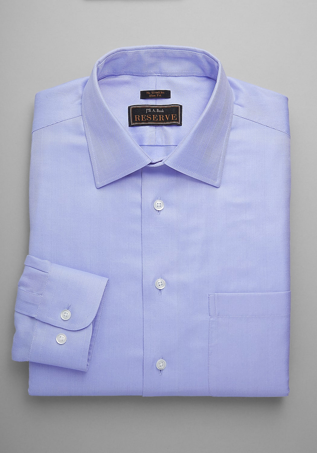Reserve Collection Slim Fit Spread Collar Herringbone Dress Shirt - Big & Tall