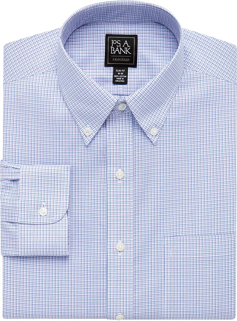 Traveler Collection Slim Fit ButtonDown Collar Grid Dress Shirt Big