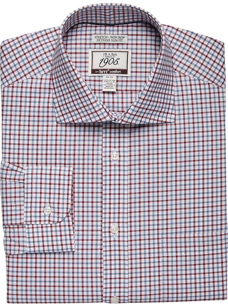 1905 Collection Extreme Slim Fit Cutaway Collar Plaid Dress Shirt with ...