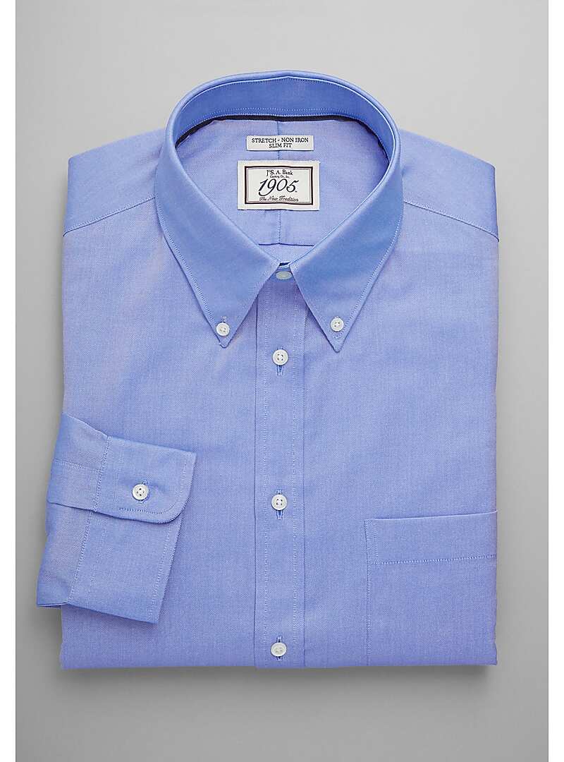 Jos. A. Bank Men's 1905 Collection Slim Fit Button-Down Collar Dress Shirt (Blue)