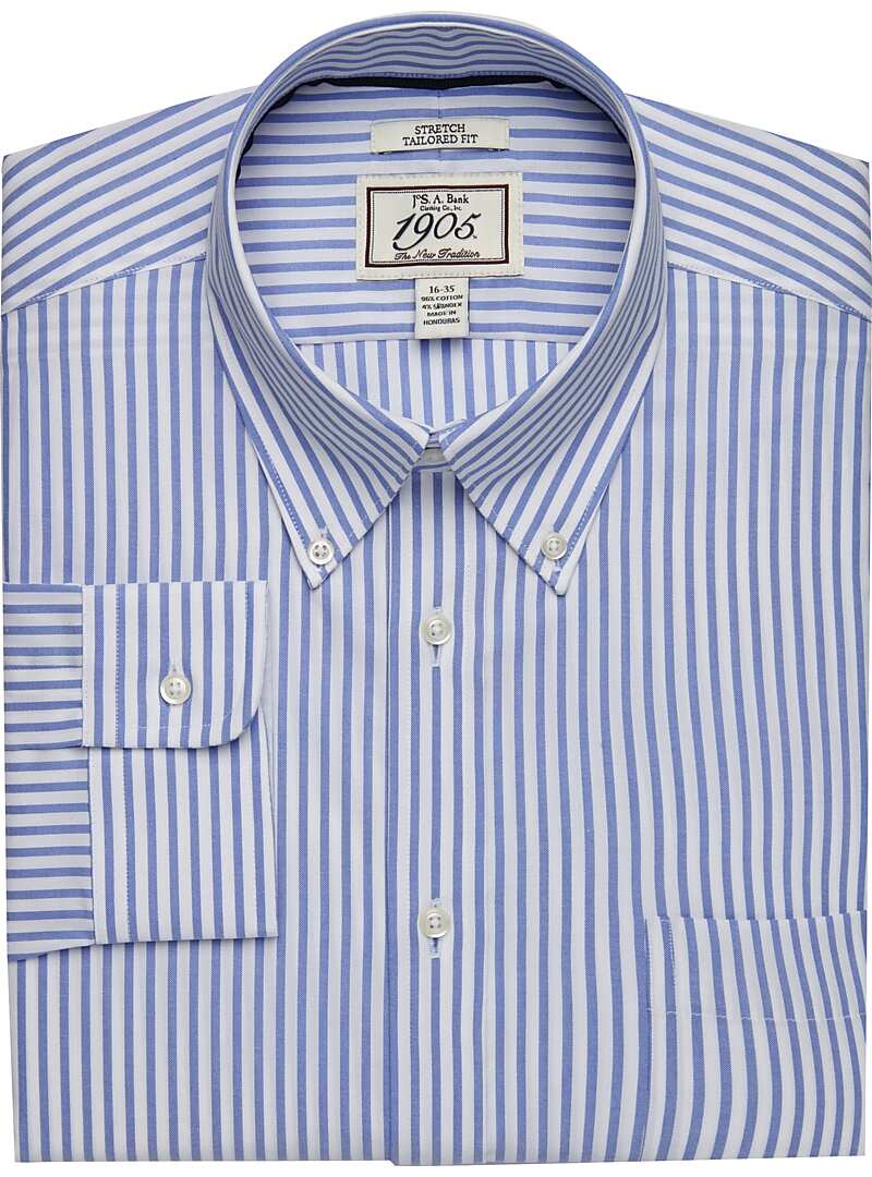 1905 Collection Tailored Fit Button-Down Collar Stripe Dress Shirt ...
