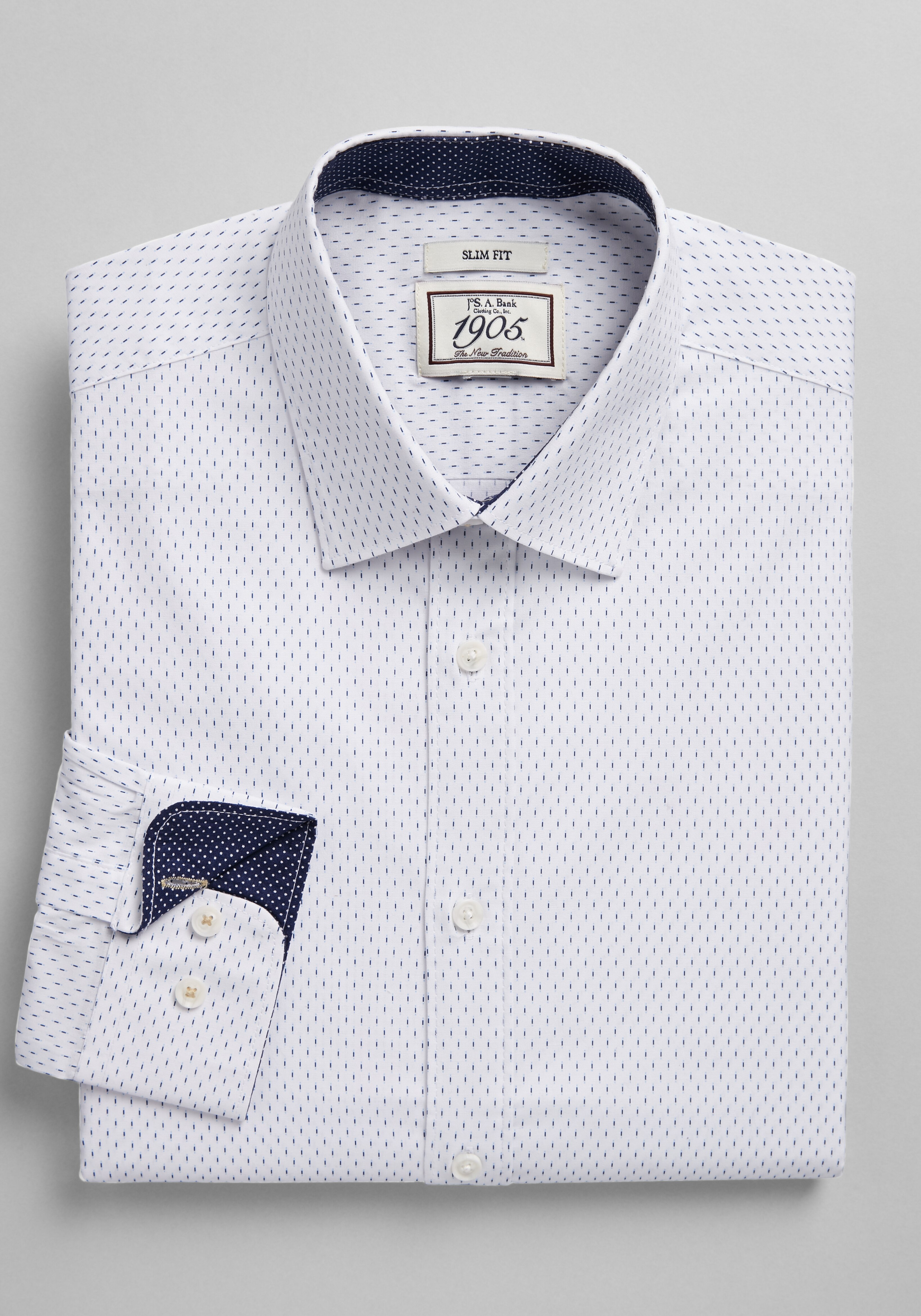 slim fit spread collar dress shirt