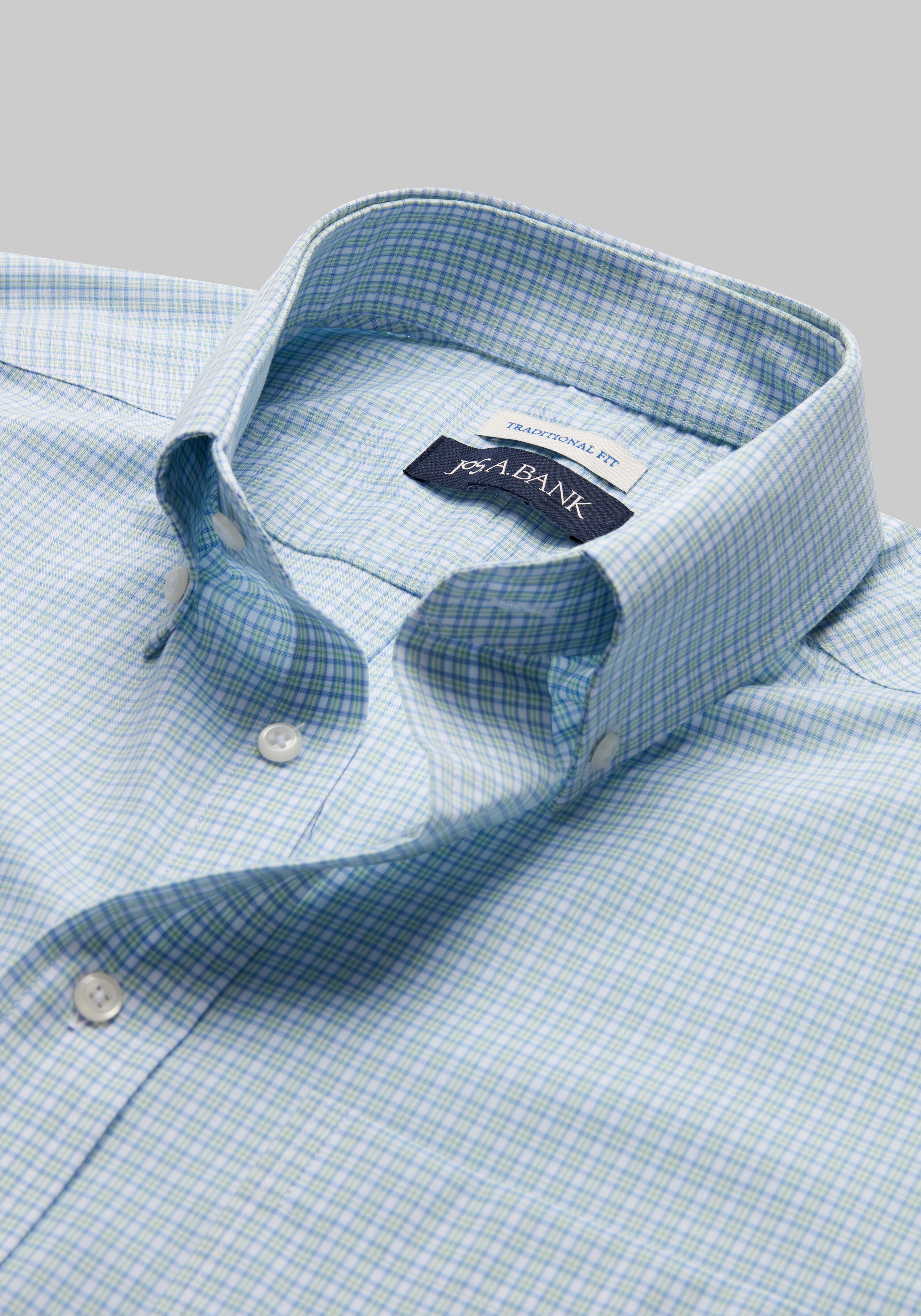 Jos. A. Bank Traditional Fit Button-Down Collar Plaid Dress Shirt - Big & Tall CLEARANCE