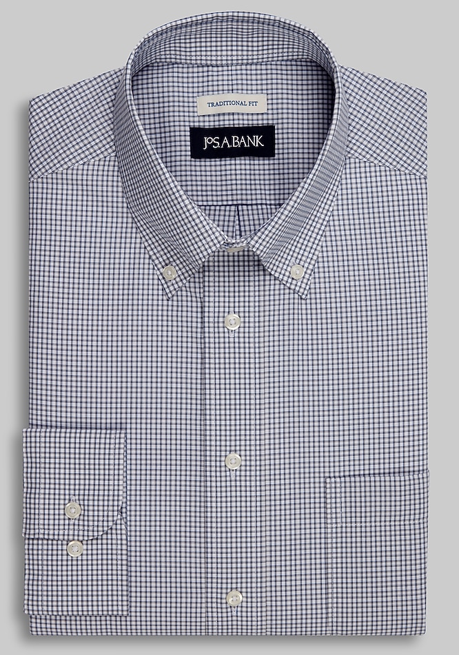 Jos. A. Bank Traditional Fit Check Dress Shirt - Missionary